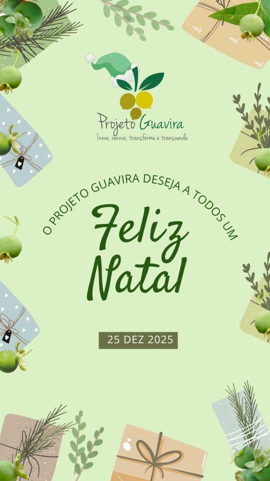 Que esta época tão especial traga doçura nos gestos, paz no coração e amor em cada encontro.
Assim como a guavira floresce no Cerrado, que a esperança e a união floresçam em sua vida também. 💚
Tenham todos um feliz natal!
Venha fazer parte do Projeto Guavira! 🌿💚
🔗 Saiba mais em: www.projetoguavira.com 🔗 Guavira Conecte: www.guaviraconecte.projetoguavira.com 📷 Siga-nos no Instagram: @projetoguavira 🎵 Estamos também no TikTok: @projetoguavira
📘 Curta-nos no Facebook: /projetoguavira 🎬 Assista-nos no YouTube: @projetoguavira
#projetoguavira #guavira #GuaviraMS #natal #InoveRenoveTransforme #UEMS
