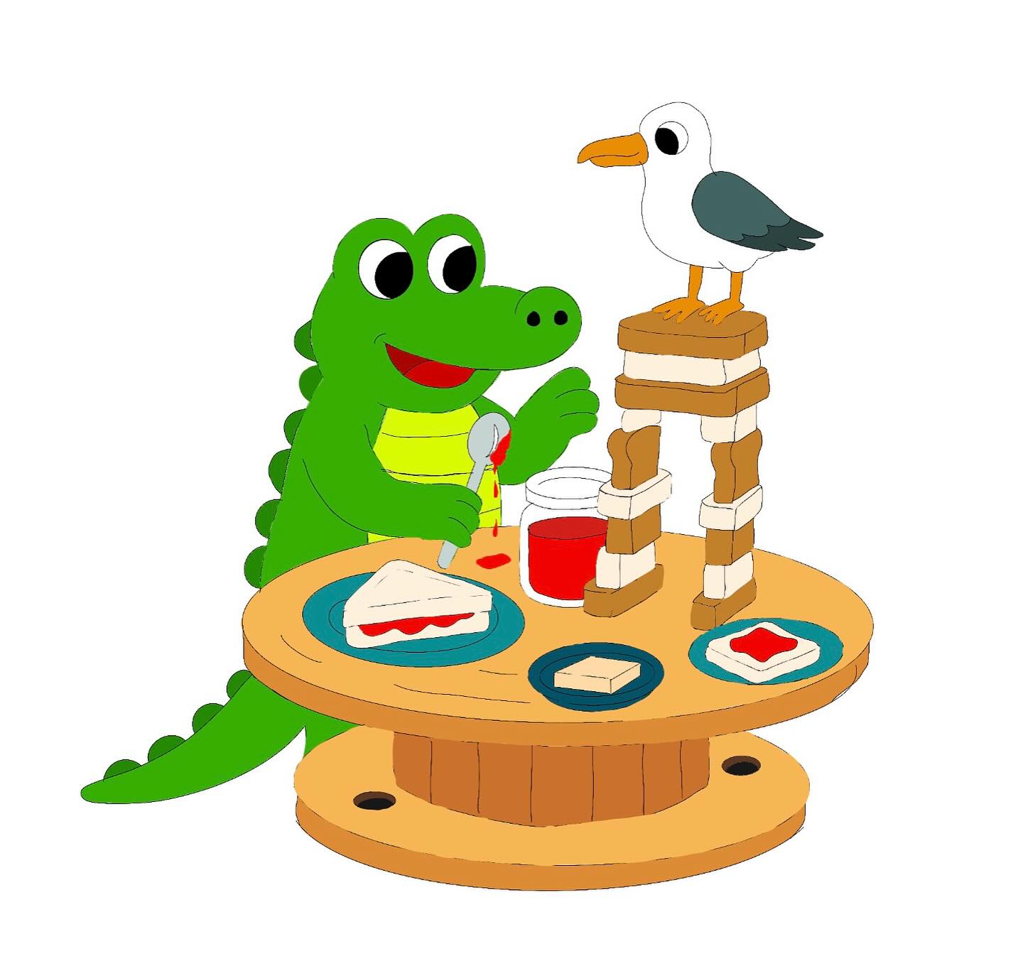 The Bristol Crocodile is back with his trusty seagull friend, this time they’re engineering a wobbly bridge out of jam toasties.
A little messy… but absolutely delicious teamwork. 🐊🕊️✨
#BristolCrocodile #ChildrensIllustration #KidsBooks #PictureBookArt #BristolArtists #SeagullSquad #CuteCharacters #CreativeKids #JamToasties #BristolHarbourside #IllustratorsOnInstagram #StorybookArt #WholesomeArt #IndieAuthor #IndieIllustrator