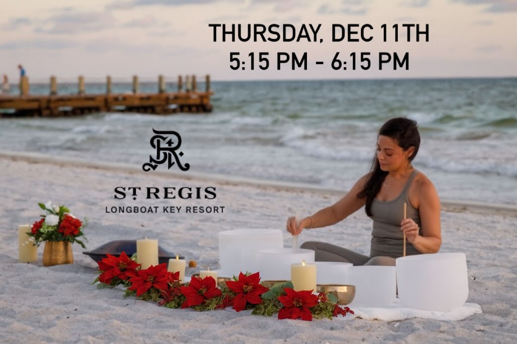 Join me this December for a Holiday Sunset Sound Bath on the private beach at the St. Regis. We’ll unwind by the water while the crystal bowls and soothing instruments create a calm and relaxing experience. This event will be a guaranteed quiet evening so everyone can truly relax and hear the sound bath!
Each guest will also receive a small complimentary holiday gift from the St. Regis Spa.
📍 St. Regis Longboat Key Resort
🗓 December 11 | Limited spots available
Plan ahead and secure your tickets early…..Link in Bio
.
.
.
.
.
.
#StArmandsCircle #LidoKey #LongboatKeyFlorida LongboatKey SarasotaFlorida FloridaGulfCoast BeachLife siestakeymtv lakewoodranchfl
stregis stregishotel LiveExquisite