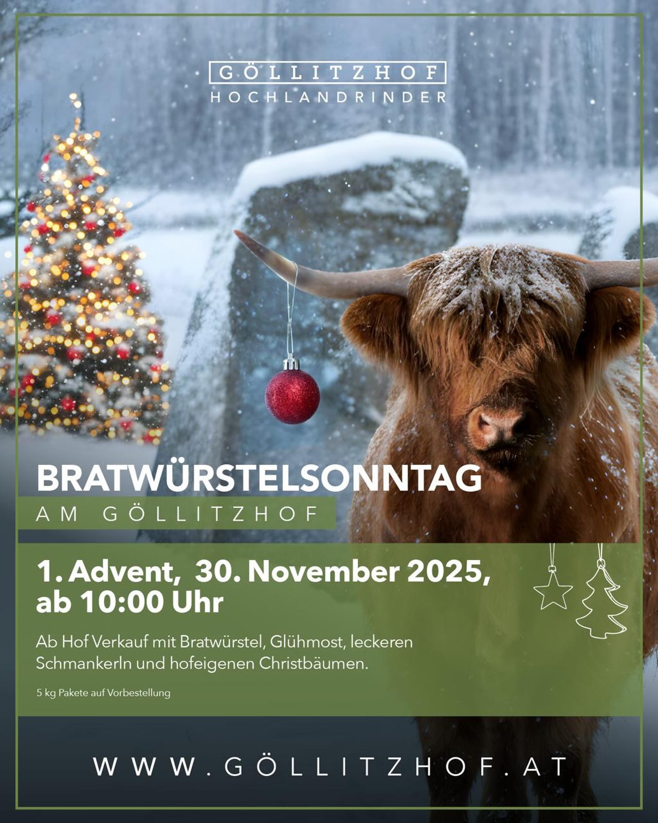 Es ist wieder so weit am 30.11. feiern wir den 1.Advent mit dem Bratwürstelsonntag wir freuen uns auf euer kommen….#göllitzhof#hochlandrind#hochlandrinder#advent#urlaubimwaldviertel