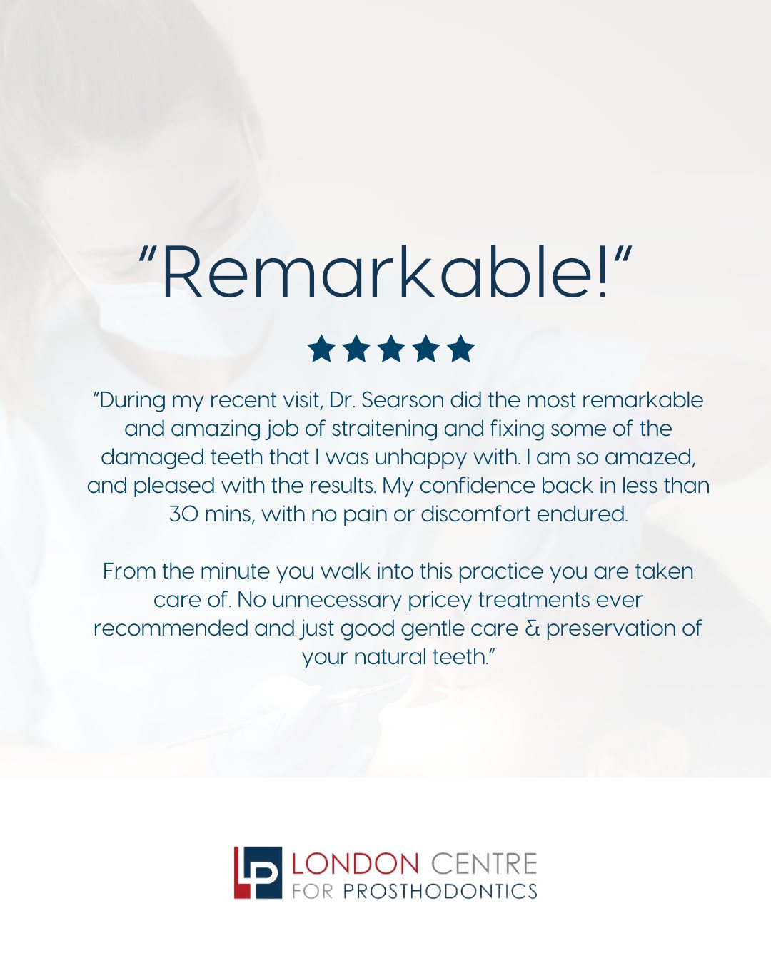Thank you for trusting us with your dental care! 🌟💙
Have you visited recently? We’d love to hear about your experience! Share your feedback with us on our website or on Google – The London Centre for Prosthodontics ✨
Get in touch with our team to book your appointment - we look forward to seeing you soon!
The London Centre For Prosthodontics
29 Weymouth Street
London, W1G 7DB
020 7637 4518
info@londonprosthodontics.com
Monday - Friday: 7:30am - 4:30pm
#MaryleboneDentist #LondonSmiles #HealthyTeethMarylebone #DentalCareLondon #SmileMakeover #MaryleboneOralHealth #LondonDentalExperts #CosmeticDentistry #TeethWhiteningMarylebone #EmergencyDentistLondon #MaryleboneOrthodontics #LondonDentalClinic #DentalCheckup #MaryleboneDentalCare #SmileTransformation
#LondonOralCare #MaryleboneDentalHealth #FamilyDentistLondon #TeethCleaningMarylebone #CosmeticDentistLondon #MaryleboneTeeth #LondonDentalHygiene#MaryleboneOrthodontist #OralWellnessLondon #PreventiveDentistry #MaryleboneDentalServices #LondonDentalSpecialists #MaryleboneHealthySmiles #LondonDentistry #AdvancedDentalCare