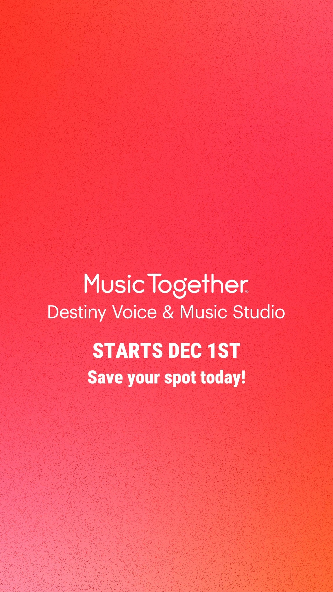 Aledo, we heard yāall loud and clear ā you wanted a parent-and-child music class, and weāre bringing it back bigger + better with the amazing Music TogetherĀ® curriculum. š¶š
Starting December 1st, join us for 45 minutes of pure joy (for everyone š).
Weāre meeting Mondays at 10:30 AM and Thursdays at 9:30 AM ā come to one or hit both. Your choice, your vibe.
Plus, youāll get songbooks + a super easy app so the music follows you home. āØ
P.S. No annoying nursery rhymes here ā just genuinely good music your littles and you will actually vibe with.
Sign up here: https://destinystudio.opus1.io/w/aledominimusic
#WeatherfordTX #WeatherfordMusic #WeatherfordMoms #FortWorthTX #FortWorthMusicLessons #FortWorthMoms #MusicLessonsTexas #DFWMusic #AledoTX #benbrookmoms #BenbrookTX #AledoMoms #MusicForKids #MomLifeDFW