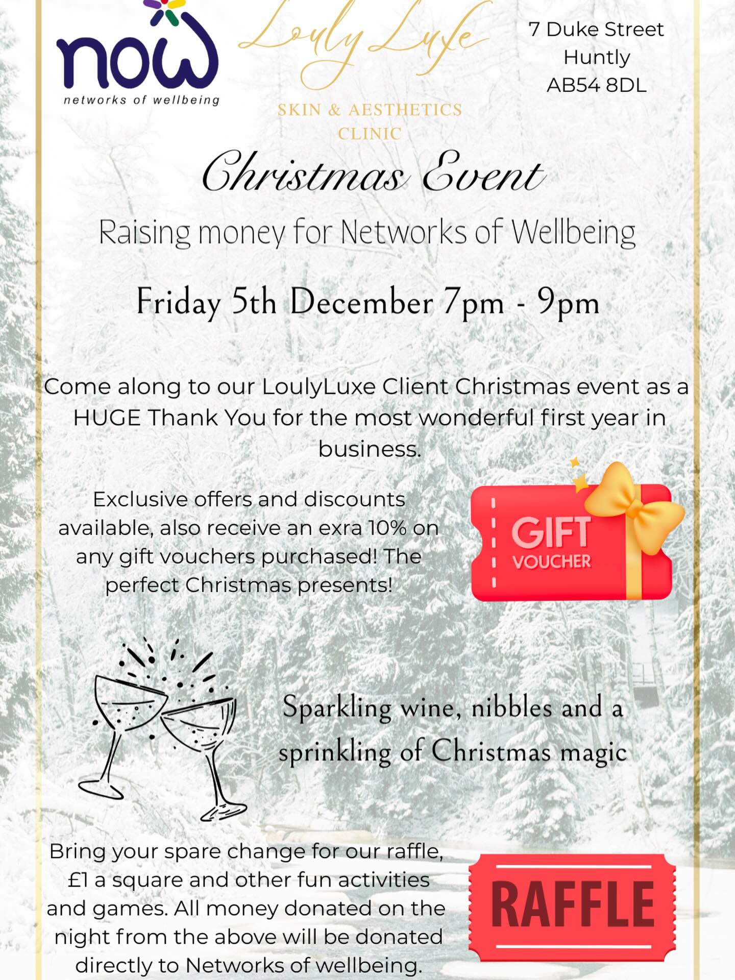 Update to our Christmas event!
Our Christmas event is now being held on FRIDAY 5th November!
Due to the snow and the weather over the last few days it unfortunately meant some important things got pushed back a few days so to be on the safe side, and to have the best event possible we decided to postpone for a week.
It seems a lot more of our clients are also free on that day so it’s a win win really! Make sure to bring your spare change as we will be having a raffle and £1 a square for different opportunities to win some amazing prizes kindly donated by local business’
@networksofwellbeing
#localbusiness #christmasevent #smallbusiness #aestheticspractitioner #skinclinic #finelinetattooist #finelinetattoos #spmu #pmu #pmumakepermanentemakeup #facials #huntly #aberdeenshire