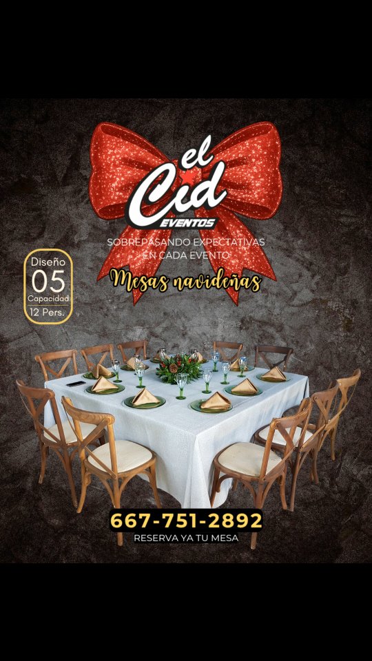 El Cid eventos. Presentamos 9 Diseños disponibles para tus eventos decembrinos informes y reservaciones al 6677512892 y 6671772104 #mieventoenelcid