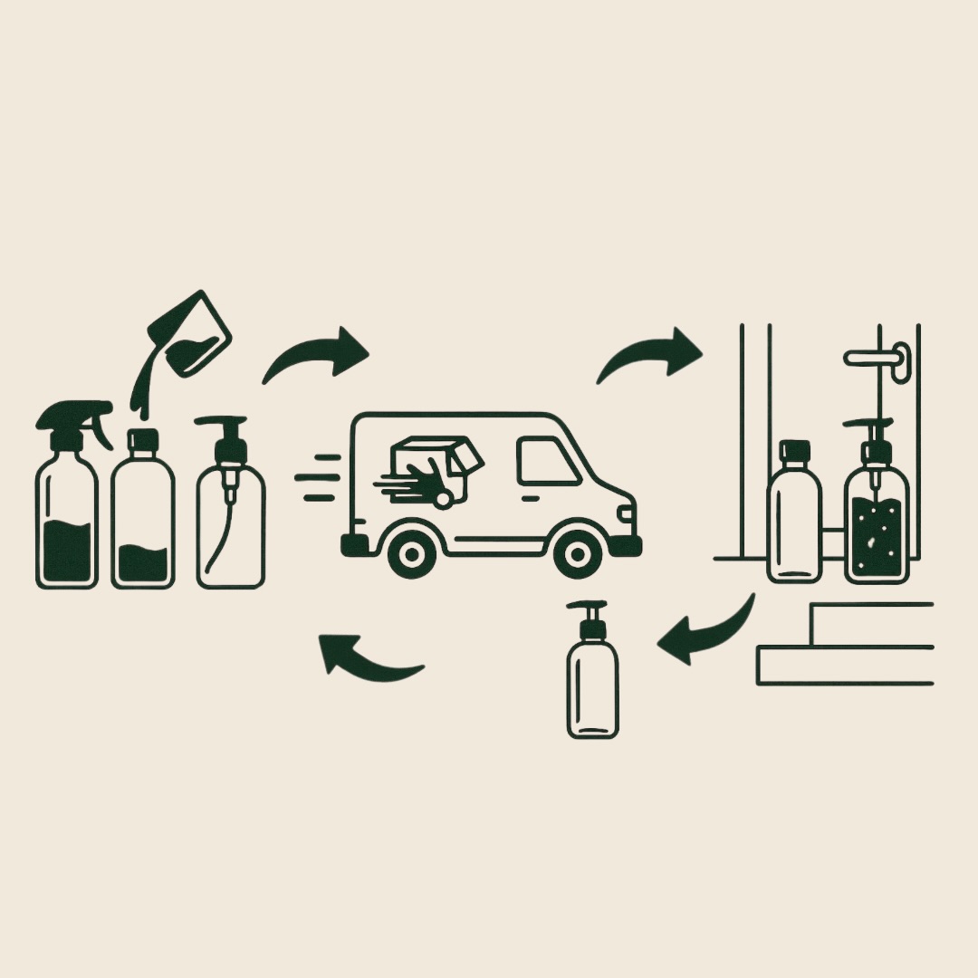 Here is a little refresher on how our refill delivery service works ♻️
We keep it simple… We deliver ➡️ You Refill ➡️ We collect the empties ➡️ Repeat ♻️
Just like the milkman, but for your home essentials 🚚
Choose Your Refills:
• Hand Wash, Washing Up Liquid, Laundry Liquid, Fabric Softener, Cleaning Products (Surface Cleaner, Bathroom Cleaner etc. etc.), Personal Care Products (Shampoo, Conditioner, Body Wash) … 🫧
We Deliver to Your Doorstep:
• We will deliver to you... We are in specific areas, on specific days of the week to keep our miles to a minimum. We deliver your refills in fresh (sterilised) bottles. Think old-school milk man vibes but for your refills 🚪
Leave Your Empties Out:
• Pop your used bottles back on your doorstep (or hand them to us) for us to collect on your next delivery day (or before if you need them out your hair - just request a pick up) 🫙
We Collect ➡️ Clean ➡️ Refill ➡️ Repeat
• Every single bottle stays in circulation. No single-use plastic. No waste. Just a simple closed loop that keeps your home topped up and your conscience calm 🫧
Why Refill with us?
🤍 Reduces plastic waste
🤍 Low-Tox products, safer for your health, for your family’s health & for your pets
🤍 Supports a small, family-run business
🤍 Easier, cheaper and more sustainable than the supermarket aisle
🤍 Helps you build a cleaner, slower, more intentional home
If you’d like to join our next delivery round, pop me a DM, WhatsApp me or Order via our website! 💌
This is your sign to start refilling today ♻️
#refill #refillnotlandfill #refillstation #refillrevolution #lowtox #lowtoxliving #health #lowtoxhealth #bethechange #savetheoceans #savetheplanet #saveyourhealth #toddlermum #business #refillbusiness #refillshop