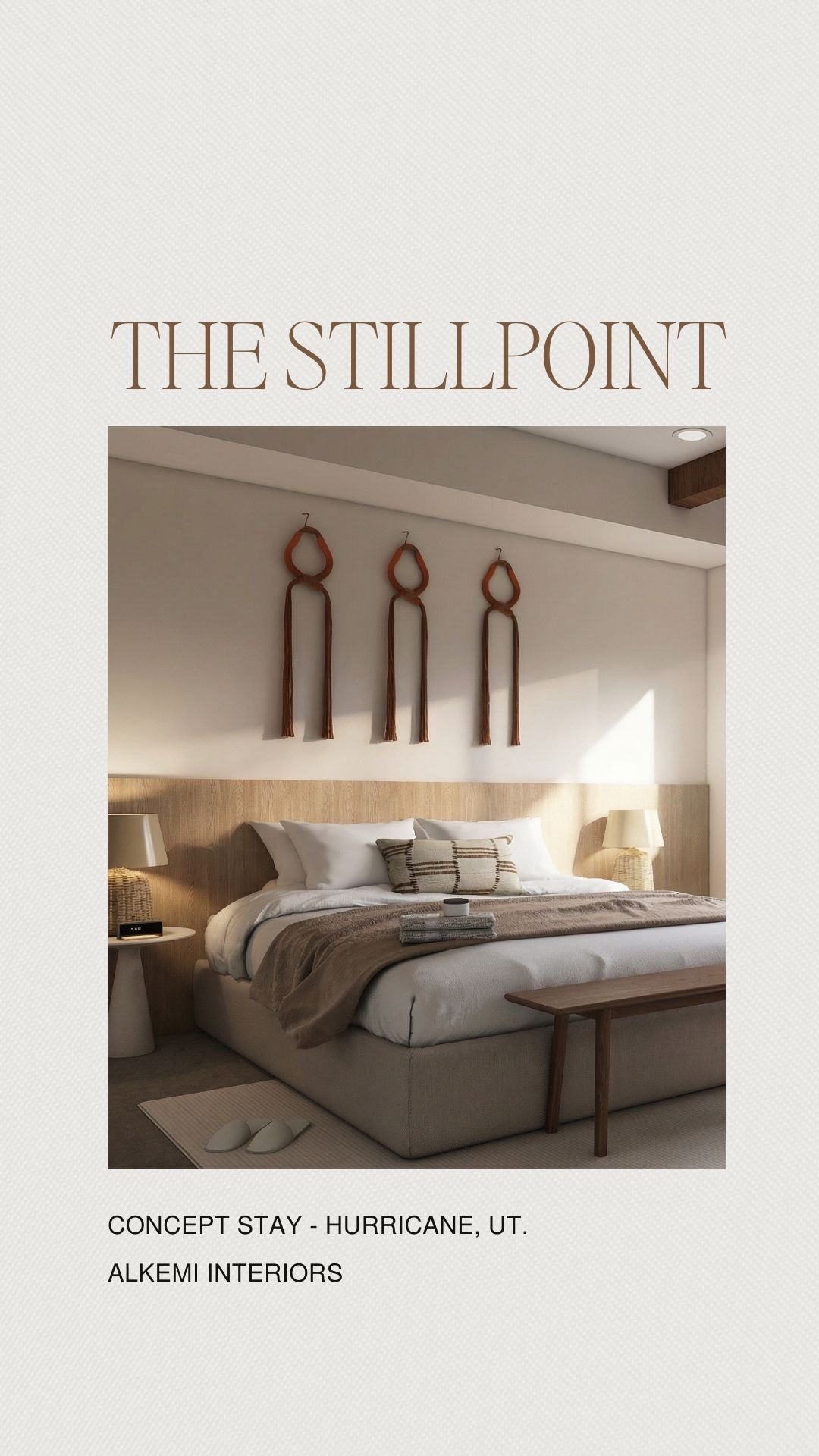Introducing : The Stillpoint 🏜️
Located at Zion's entry you’ll find this concept stay.
Desert meets chic for this #airbnb.
Experience the Stillpoint.
Coming soon.
#alkemiinteriors #conceptstay #zionairbnb #airbnbdesign #strdesign #utahdesignstudio #bespokeinteriors