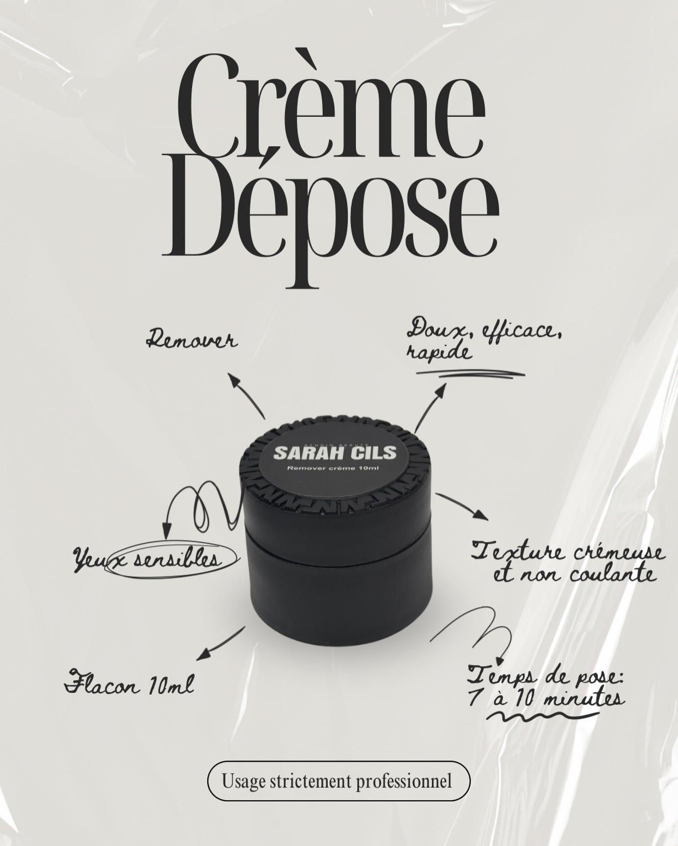 La dépose n’a jamais été simple
Ma crème remover élimine les extensions en 7 à 10 minutes, sans irritation et sans couler.
À usage professionnel uniquement.