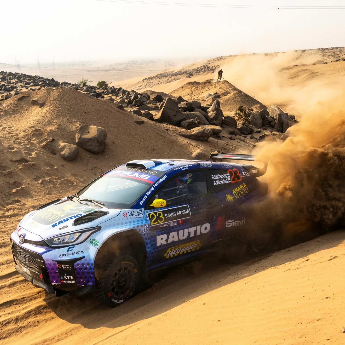 Game over for Roope and Anssi โน๏ธ
The Finnish crew had to retire in SS10 just 600 meters from the finish line. The duo got a puncture which resulted in a broken dumper, tried to reach the finish line but unfortunately lost the wheel. Crew OK.
#SRT #SportsRacingTechnologies #SuspensionLaboratory #WRC #RautioMotorsport #RallySaudiArabia #RoopeKorhonen ๐ธ RedBull Content Pool