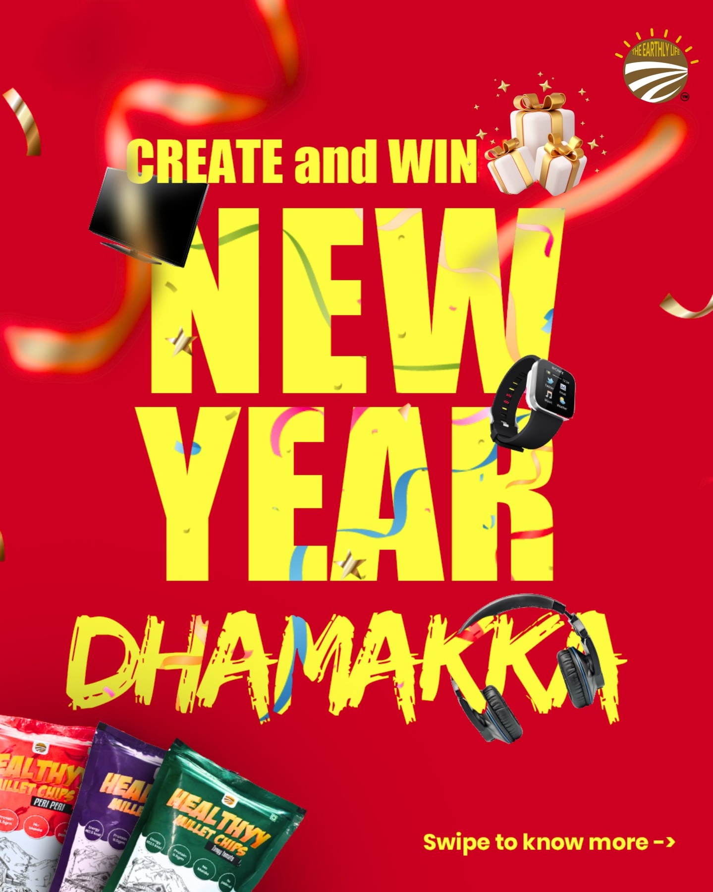 This New Year, your snack can bring you more than just flavor!
Create fun content with The Earthly Life and enter our New Year Dhamaka contest.
Cool gadgets and big prizes are waiting—are you ready? 🎁🔥
How To participate:
Step 1 : Buy our chips from Any offline outlet or from theearthlylife.com.
Step 2: Scan The QR on that chips packet .
Congratulations🎉 , You have entered to the challenge .
All the best Creators👏
#contests #win #prizesandgiveaways #giveaways #instafeed #theearthlylife #sundayfunday☀️ #creators #healthysnacking
