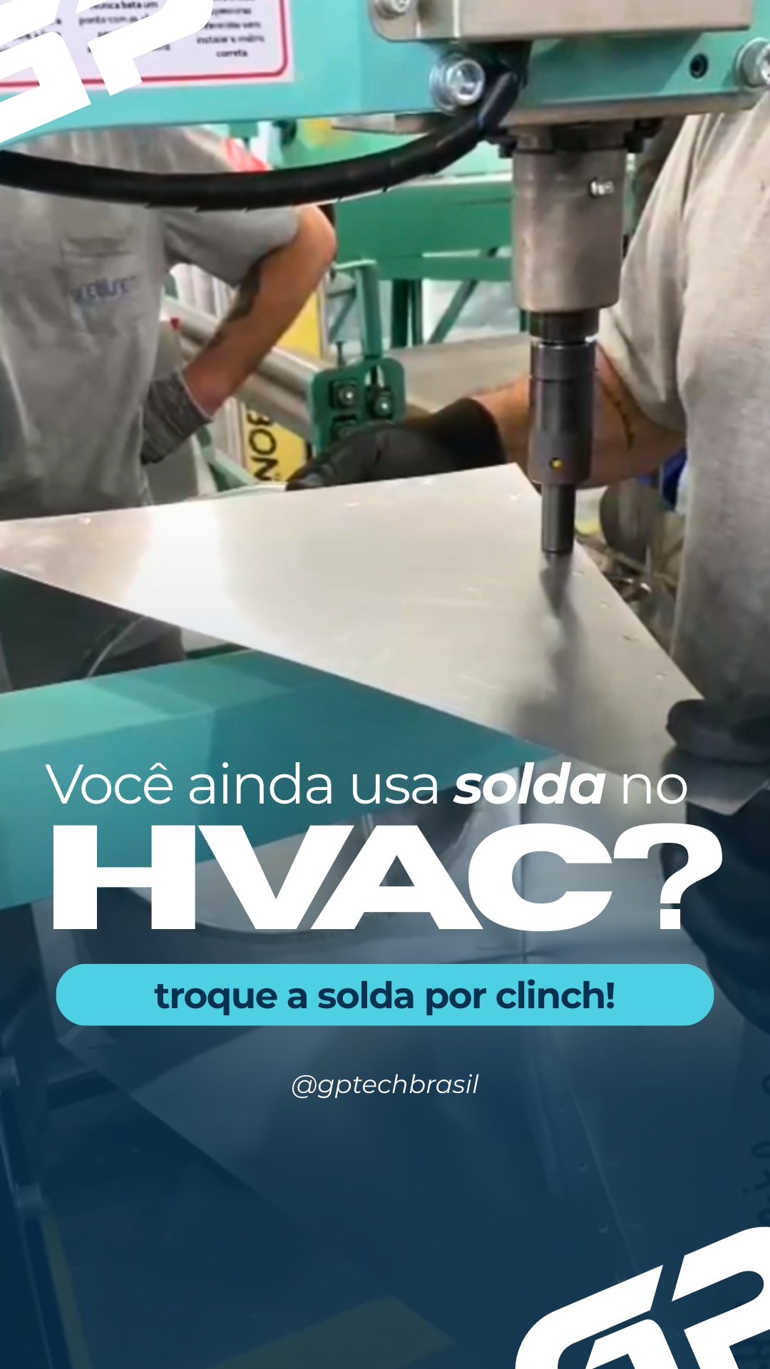🔧 Produz dutos, plenum, registros ou exaustores?
Então você precisa conhecer a tecnologia que está eliminando a solda e o rebite da ventilação industrial.
💨 Clinch GPTECH = mais velocidade, precisão e economia.
👉 Clique em Saiba mais e descubra como reduzir seus custos de montagem em até 40%.