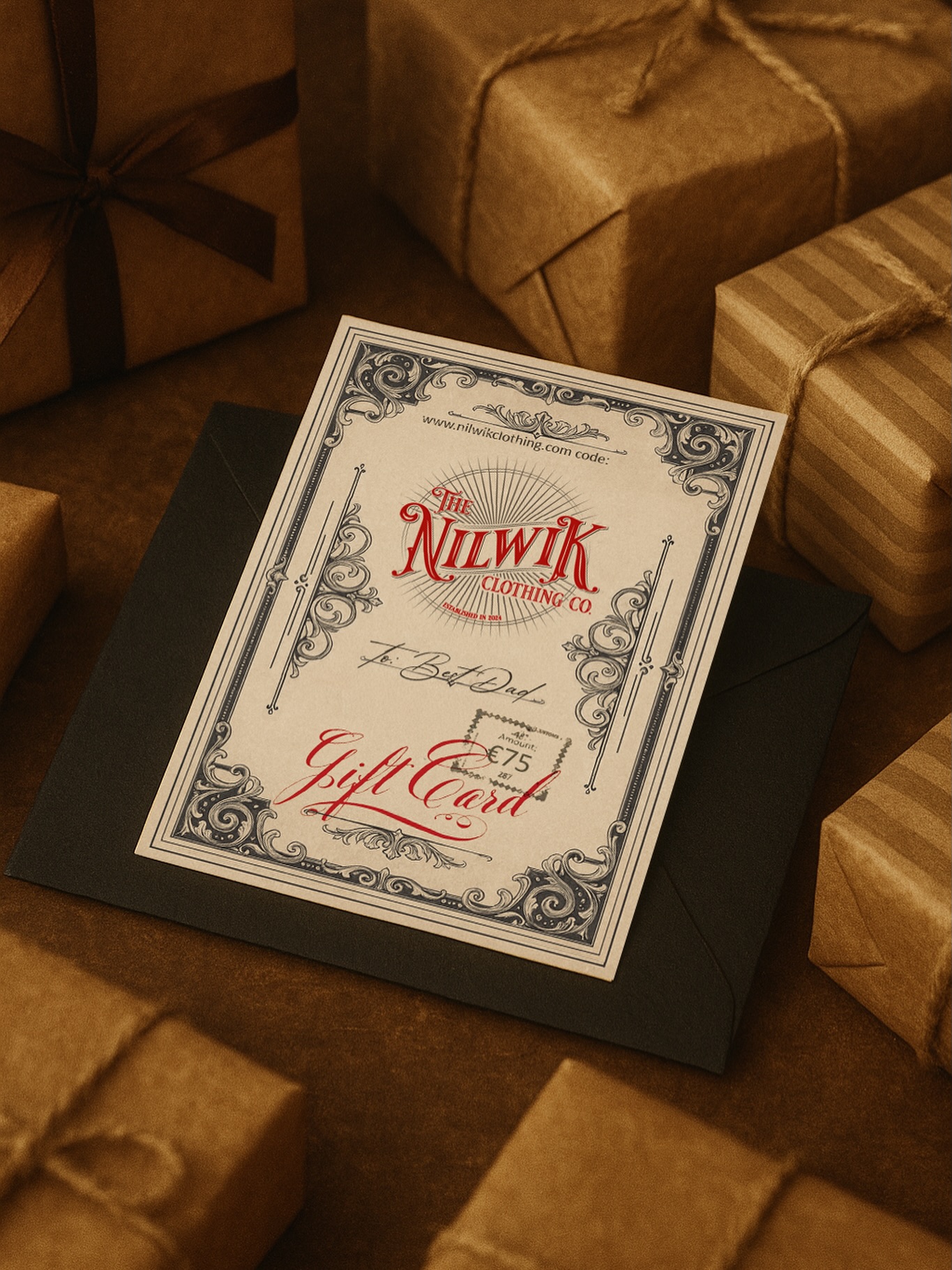 A most spendid suggestion for the holiday season.
Treat your gentleman to a gift card. www.nilwikclothing.com/gift-card