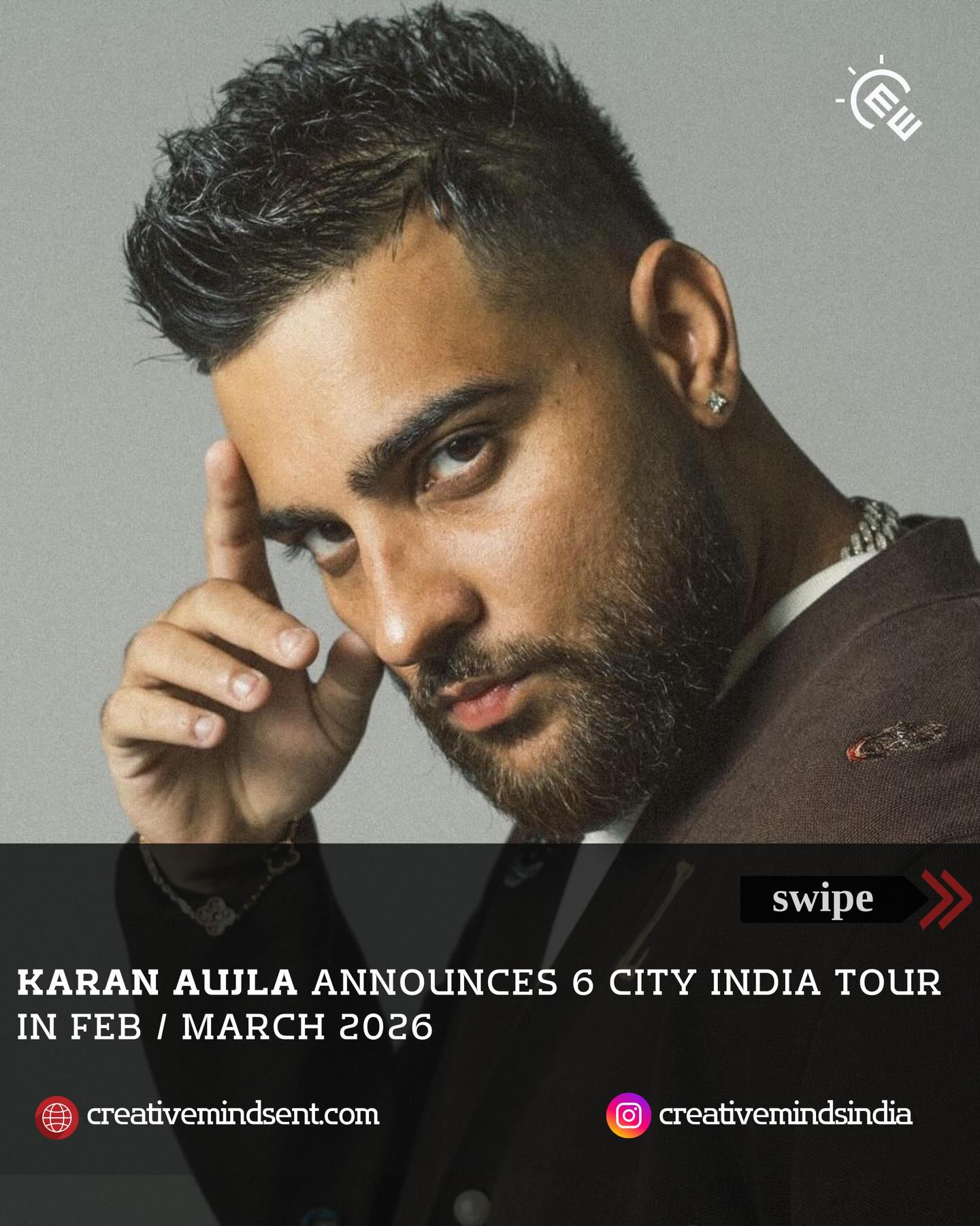 Karan Aujla (@karanaujla) announces 6 city India tour ‼️
P-Pop Culture India tour is coming to below cities -
Feb 28th - Delhi
March 4th - Mumbai
March 4th - Pune
March 14th - Chandigarh
March 21st - Indore
March 29th - Bengaluru
Courtesy: Team Innovation (@team.innovation) Tickets at: District app (@districtupdates). Karan Aujla (@karanaujla) announces 6 city India tour ‼️
P-Pop Culture India tour is coming to below cities -
Feb 28th - Delhi
March 4th - Mumbai
March 4th - Pune
March 14th - Chandigarh
March 21st - Indore
March 29th - Bengaluru
Courtesy: Team Innovation (@team.innovation) Tickets at: District app (@districtupdates).