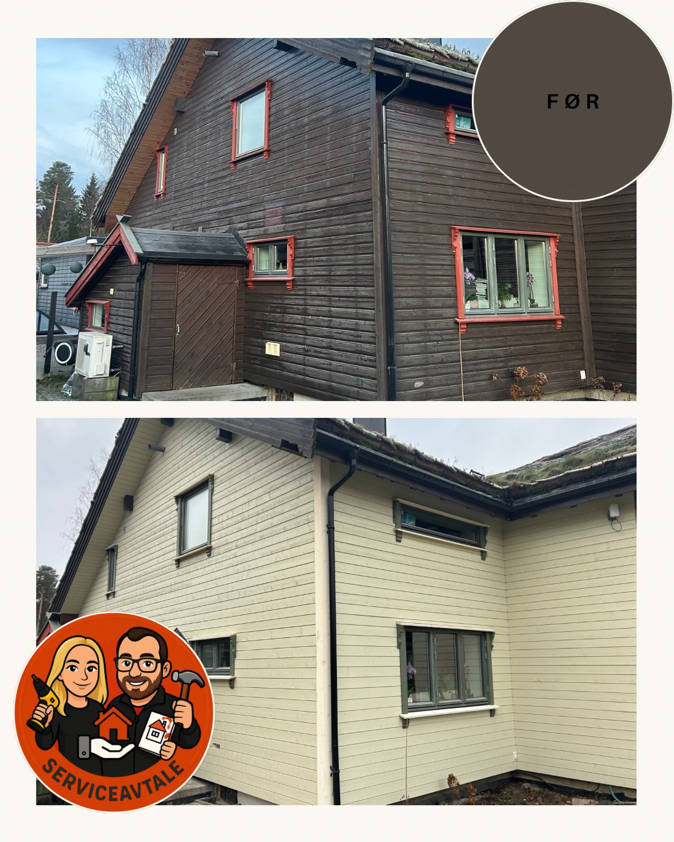 Vi er godt i gang på et nytt prosjekt på Kløfta 🏡🪵 Her river vi kledning, lekter ut til dagens krav og legger ny duk samt teiper alle skjøter slik at husets yttervegg samsvarer med Tek17.
Huset får et helt nytt inntrykk med ny kledning og ny fargekombinasjon ✨
#tek17 #gausdallandhandleri #serviceavtale #tømrerarbeid #tømrermester #tømrerglede #kledning #fasade