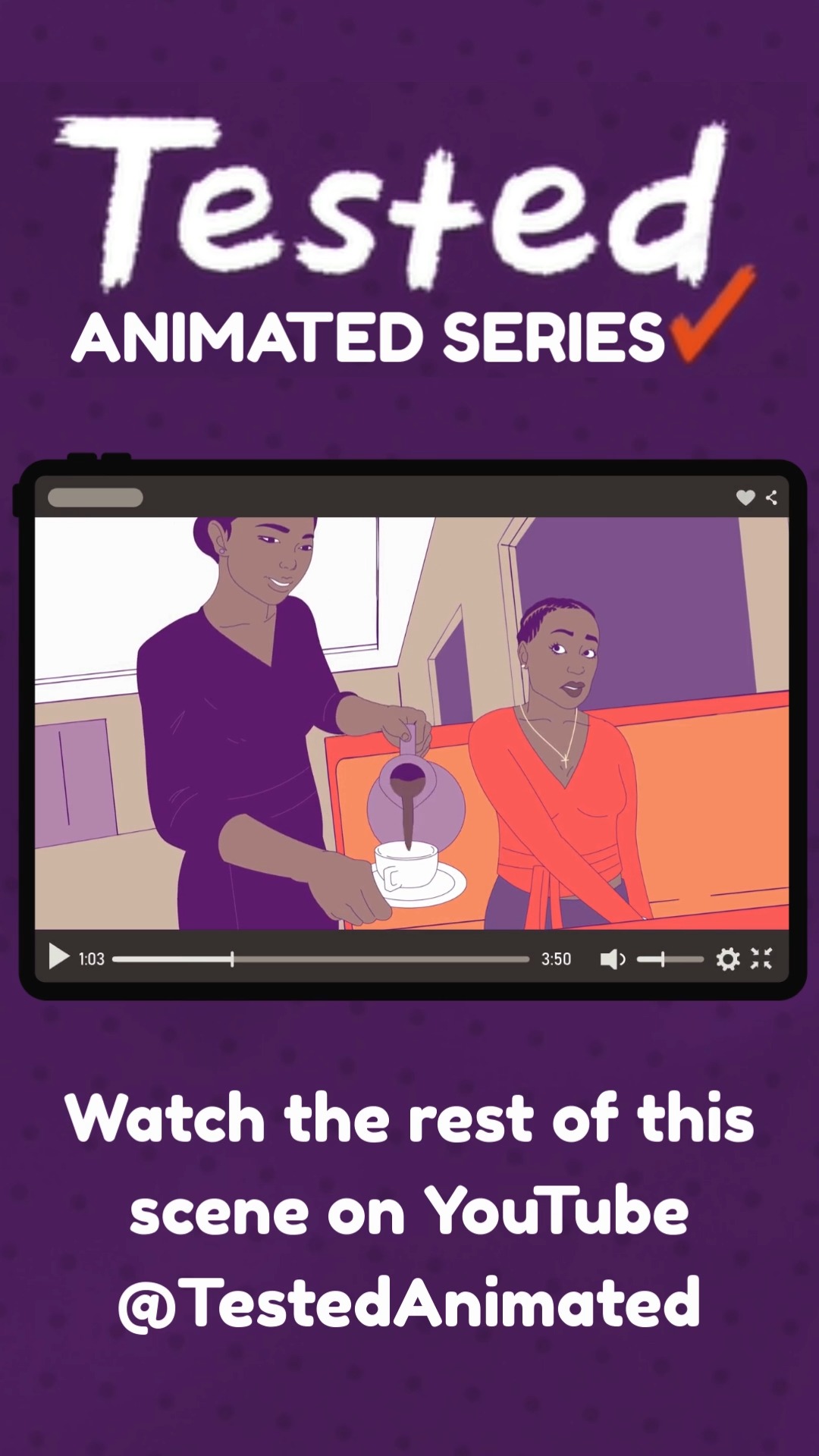 Here's another short clip from the Season 5 animation! This World AIDS Day we're spreading the message that people with HIV can live healthy, long lives! Check out more of Keisha and Kendra's story and how they became friends here: https://youtu.be/FAvj5JwEIlI
#WorldAIDSDay #Tested #Animation #HIV