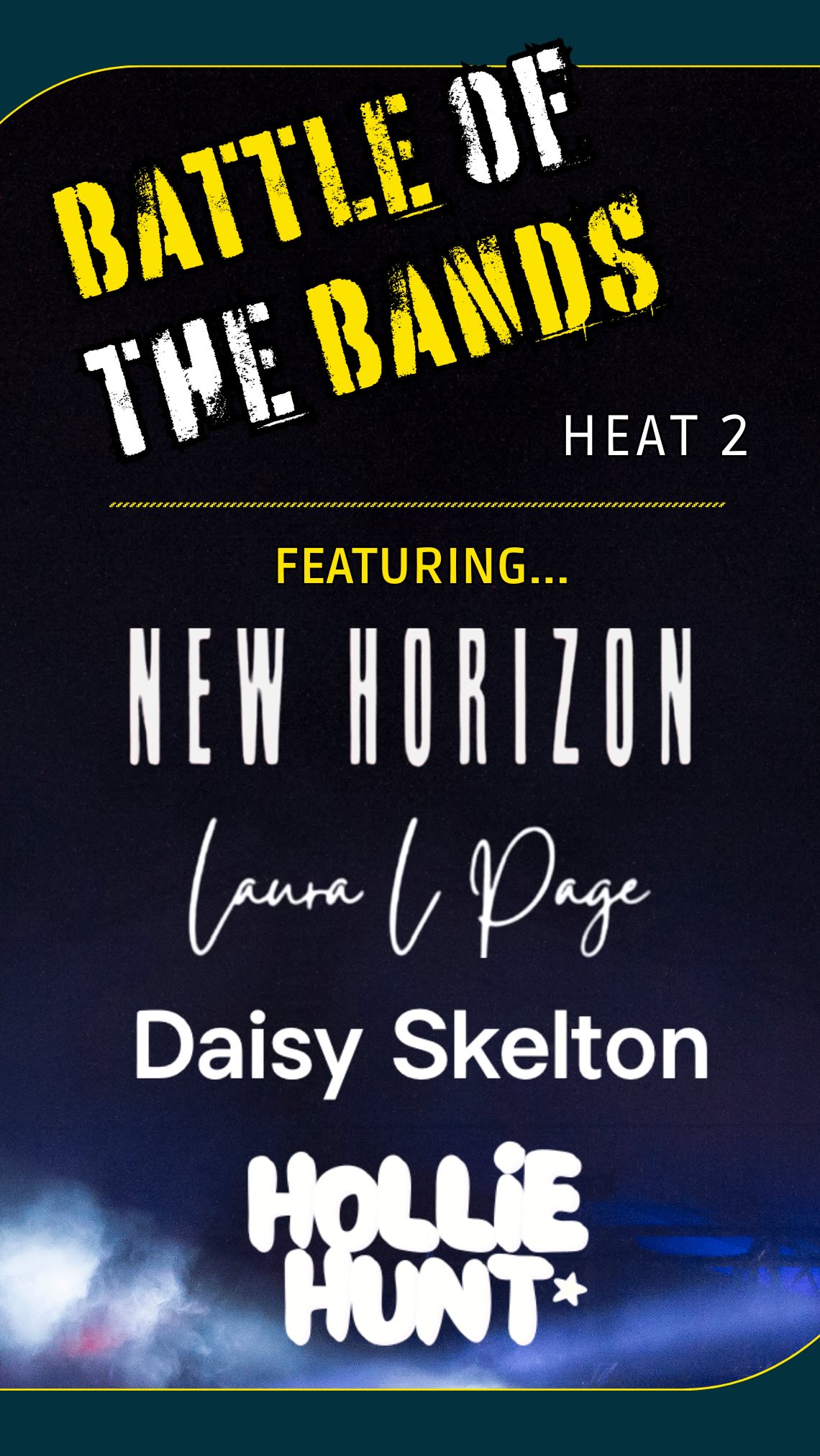 🎸Only 1 week to go until…
Battle of the Bands Heat 2 🎸
Featuring: @hollie.hunt @newhorizonband_05 @daisyskeltonmusic @laurapagemusic
29 November. 7PM
Shottermill Club, Haslemere
Tickets: 🎟️ www.Haslemerefringe.co.uk/tickets
£5 Adv
£8 Door
#livemusicvenue
#battleofthebands
#haslemere
#newmusic
#emergingartists
#haslemerefringefestival
