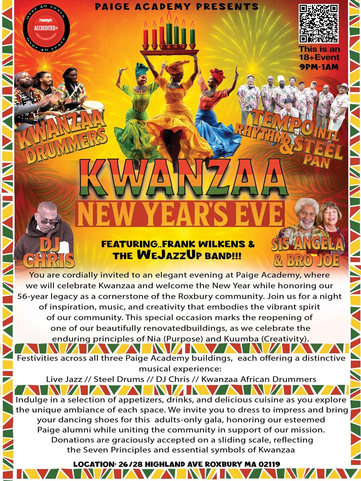 ✨ ROXBURY CULTURAL DISTRICT ✨
@paigeacademy’s Kwanzaa NYE Celebration
🎉 A Night of Nia, Kuumba & New Beginnings
Let’s bring in the New Year in true Roxbury style — with culture, creativity, and community at the heart. Join us as we proudly support Paige Academy in celebrating Kwanzaa and welcoming 2025 with purpose and joy.
For 57 years, Paige Academy has been a cornerstone of cultural education and creative expression in Roxbury. This year’s celebration is especially meaningful as they reopen their beautifully renovated early education center at 40 Highland Ave, a $2M project funded by partners committed to the future of our children.
Step onto the Paige campus and experience an unforgettable night featuring:
🎶 Live Jazz
🥁 Steel Drums
🎧 DJ Chris
🌍 Kwanza African Drummers rotating through every space
Indulge in delicious food, drinks, and the warm energy of a community rooted in legacy and love. Dress to impress, bring your dancing shoes, and prepare to celebrate the principles that sustain us — Nia, Kuumba, Umoja, Imani, and the full Nguzo Saba.
This adults-only gala honors Paige Academy’s alumni and uplifts their mission of Paige in Perpetuity. Ticketing is offered on a sliding scale inspired by the Seven Principles of Kwanzaa, from Kuumba – $50 to Nguzo Saba – $10,000. Every contribution helps build their endowment and support the next generation of leaders.
If you love Paige Academy — if you love Roxbury — this is your moment to show it.
✨ Support. Celebrate. Invest in our legacy. ✨
https://www.eventbrite.com/e/paige-academys-kwanza-nye-celebration-tickets-1968864503731?aff=oddtdtcreator
#RoxburyCulturalDistrict #PaigeAcademy #KwanzaaCelebration #RoxburyEvents #SupportBlackInstitutions #NguzoSaba #Kuumba #Nia #CommunityLegacy #BostonCulture #Kwanzaa2024 #RoxburyProud