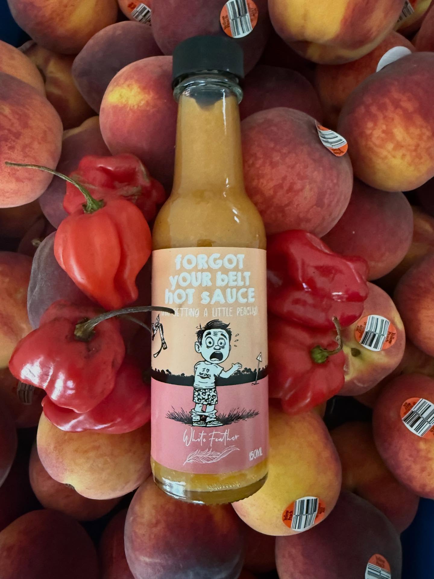 Our 6th (and maybe final) hot sauce is going to be released this weekend. Peach and habanero coming in as a nice medium level of heat. A touch of sweetness as the first note with a short sting following behind finishing with a smooth savoury peach note. Forgot your belt and other hot sauce labels by @harlixdash.studio