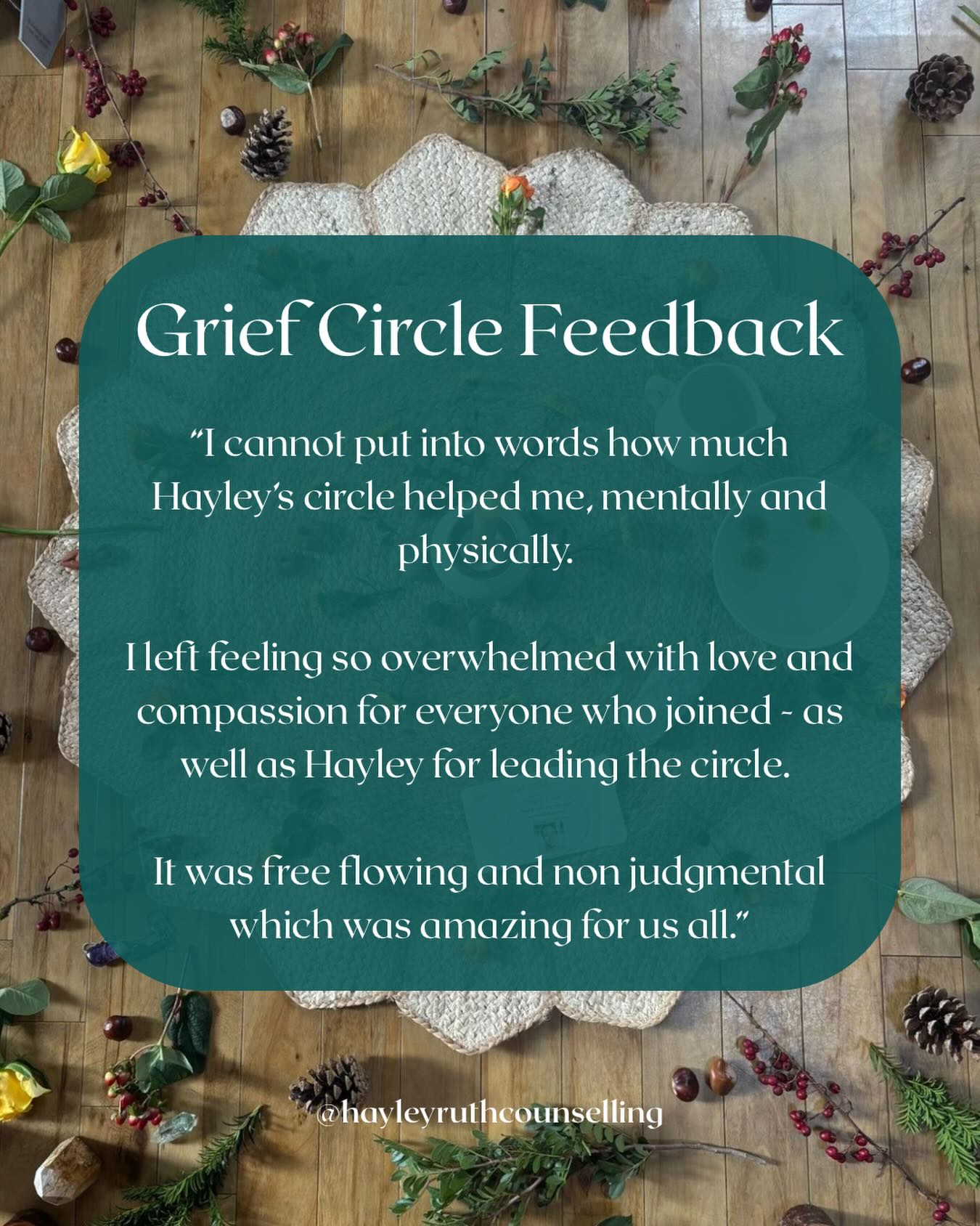 Some more words of appreciation from another beautiful soul who joined one of my recent grief tending circles 🤍
I’ll soon be sharing details for my upcoming circle dates both in person and online for 2026.
If you’d like to be the first to hear - DM me with the words ‘Grief Circle’ and your email address and I will add you to my mailing list for updates ✨
*words shared with permission and deep gratitude 🙏🏼
#grieftending #grieftendingcircle #griefrituals #griefritual #griefcircle #griefcommunity #griefwork #soulwork #griefceremony