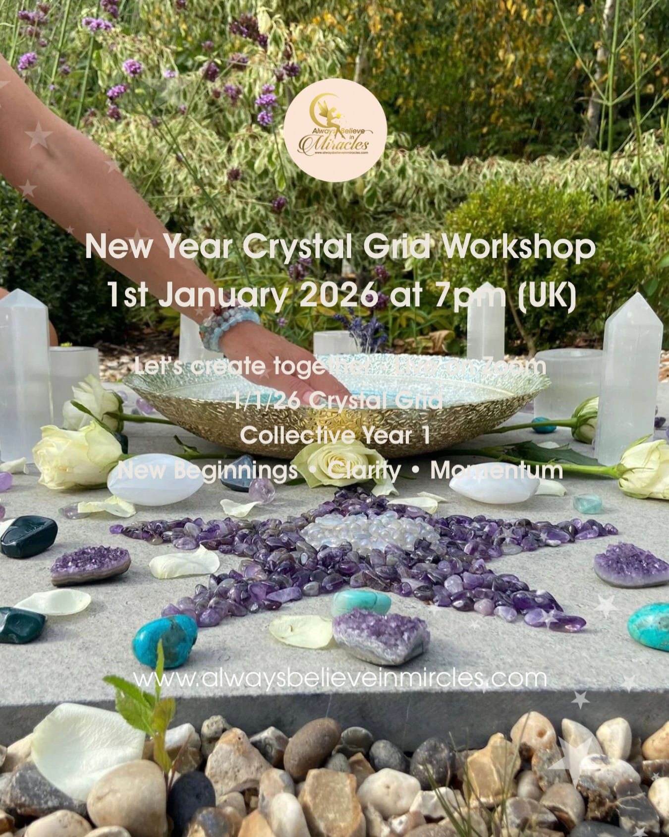 Online Zoom Workshop 💎 1/1 New Year Crystal Grid Activation ✨
A collective Year 1 reset.
A sacred space to release the old cycle and consciously step into new beginnings.
Join me live on Zoom as we activate a powerful crystal grid to anchor courage, clarity, momentum and direction for the year ahead.
✨ 1st January 2026
✨ 7pm (UK) to 8.15pm
✨ Live on Zoom
✨ Energy exchange £11
Once booked, you will receive full preparation guidance so you can arrive ready.
This is not about rushing into the new year — it’s about beginning it properly.
Zoom link and details on website under events/workshops. Questions please message ✨
Much love
Natasha
#newyear #newyeariscoming #crystals #crystalgrids #workshop #portal #11 #year1