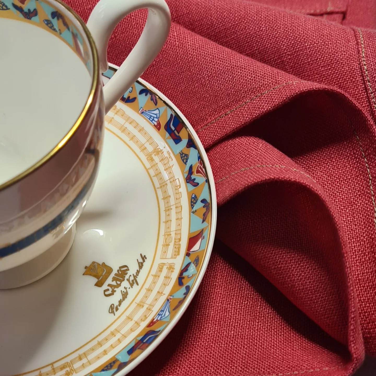 Blush pink & lime 100% linen napkins