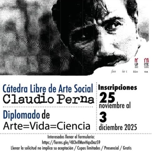 La Fundación Claudio Perna invita a estudiantes, artistas y público interesado en matricularse en el diplomado en pensamiento, obra y aportes al desarrollo del Arte Contemporáneo, del artista venezolano Claudio Perna (1938-1997), que lleva por título: “Arte=Vida=Ciencia”
Gratuito
Lugar: Auditorio del Museo de arte Contemporáneo
Inscríbete aquí
https://forms.gle/4B3vifMovHqxDazS9
Enlace en la Bio. @geoperna