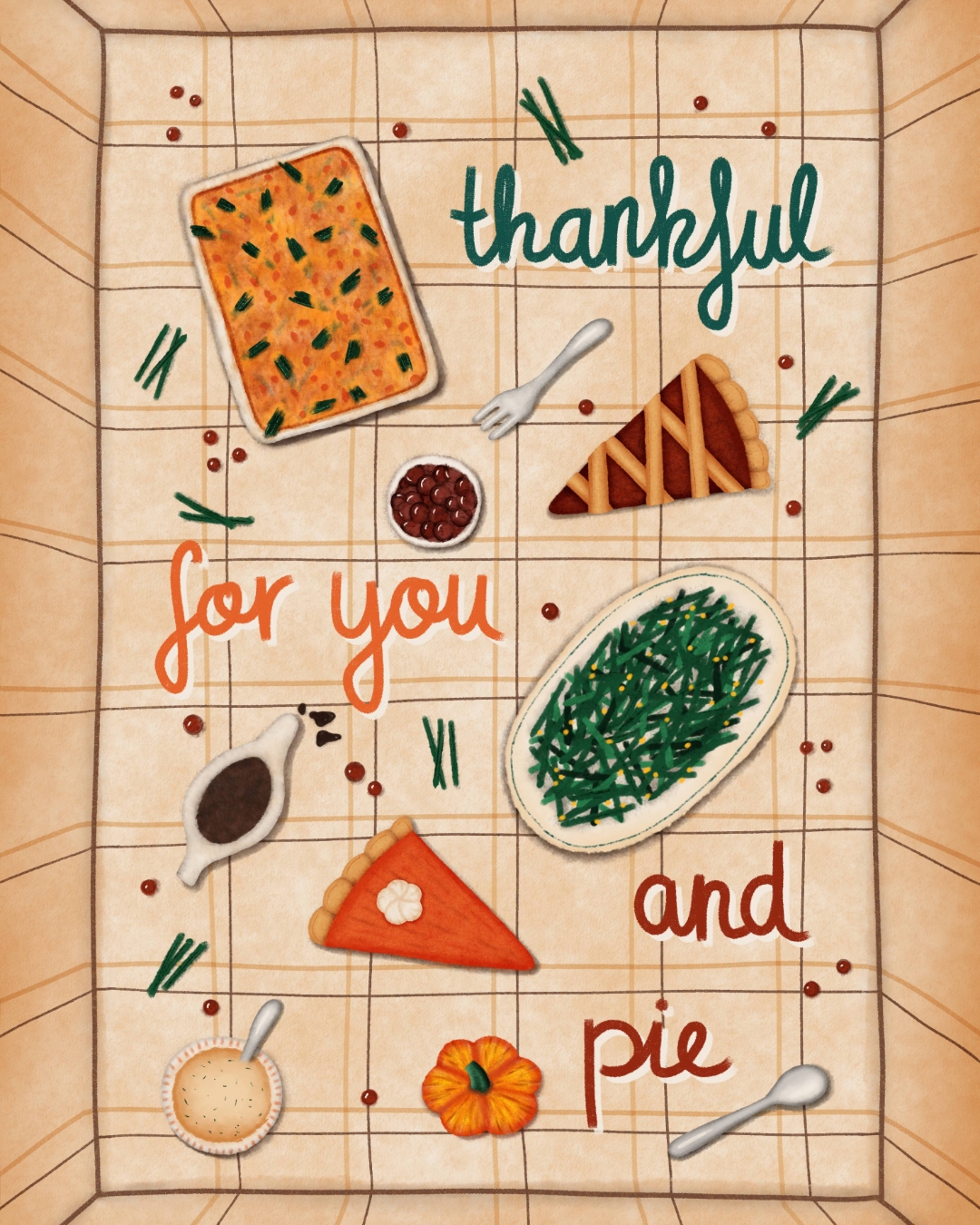 For friends or family who make the cozy pumpkin season extra special. This Thanksgiving card highlights gratitude and
togetherness, featuring a table full of festive dishes.
For surface pattern design collaborations, please contact me directly at design@franzispeer.com or through my agency @advocateart01
#thanksgiving #autumn #fall #licensing #artlicensing #freelanceillustrator #artistsofinstagram #greetingcarddesigns #illustrationartists #trendingart #illustrators #artists #surfacedesigners