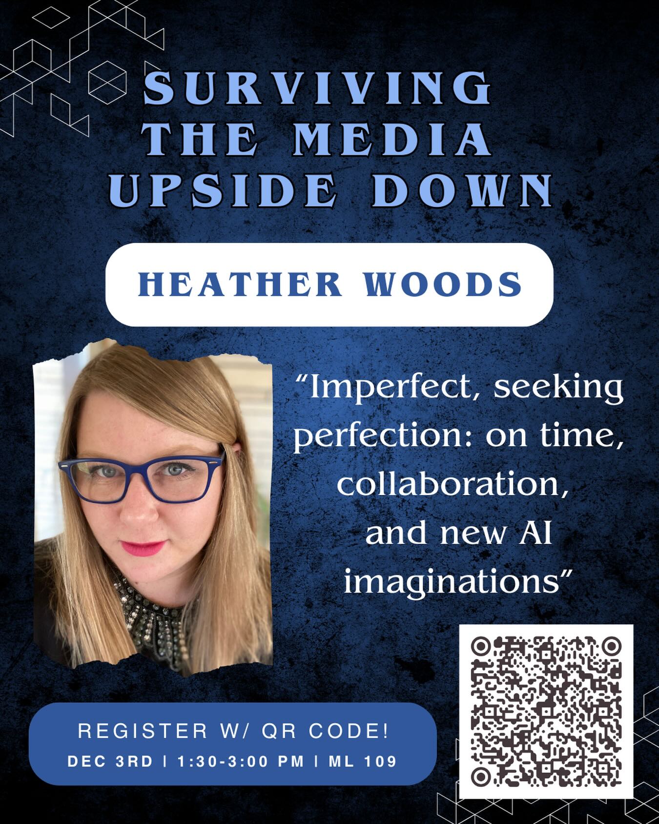 Join us on December 3rd for the second speaker series of Surviving the Media Upside Down with Heather Woods! Register using the link in bio ✔️Date: December 3 ✔️Time: 1:30-3:00PM ✔️Location: ML 109