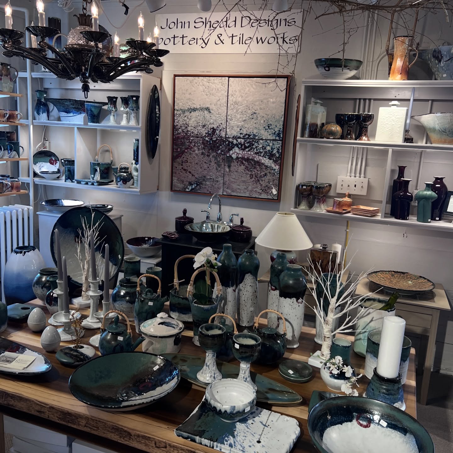 🚨Fresh out of the kiln this week!!
New work by John Shedd has just arrived at Tomato Factory!!
This table is filled with newly fired pieces, including large statement bowls, serving platters, teapots with bamboo handles, goblets, cups, candleholders, tall vases, and decorative tiles. The layered glazes, deep blues, greens, and earthy tones are especially striking in this latest firing.
Many of these pieces came out of the kiln just days ago. Each one is handmade, one of a kind, and the result of decades of experience and a process that can’t be rushed.
These are pieces meant to be used and enjoyed — and they make exceptional holiday gifts for anyone who appreciates craftsmanship and handmade work.
Now available at Tomato Factory Antiques & Design Center in Hopewell.
Holiday gift shopping is a perfect reason to stop by!!
#JohnShedd #JohnSheddDesigns #HandmadePottery #FreshFromTheKiln #HolidayShopping TomatoFactory HopewellNJ