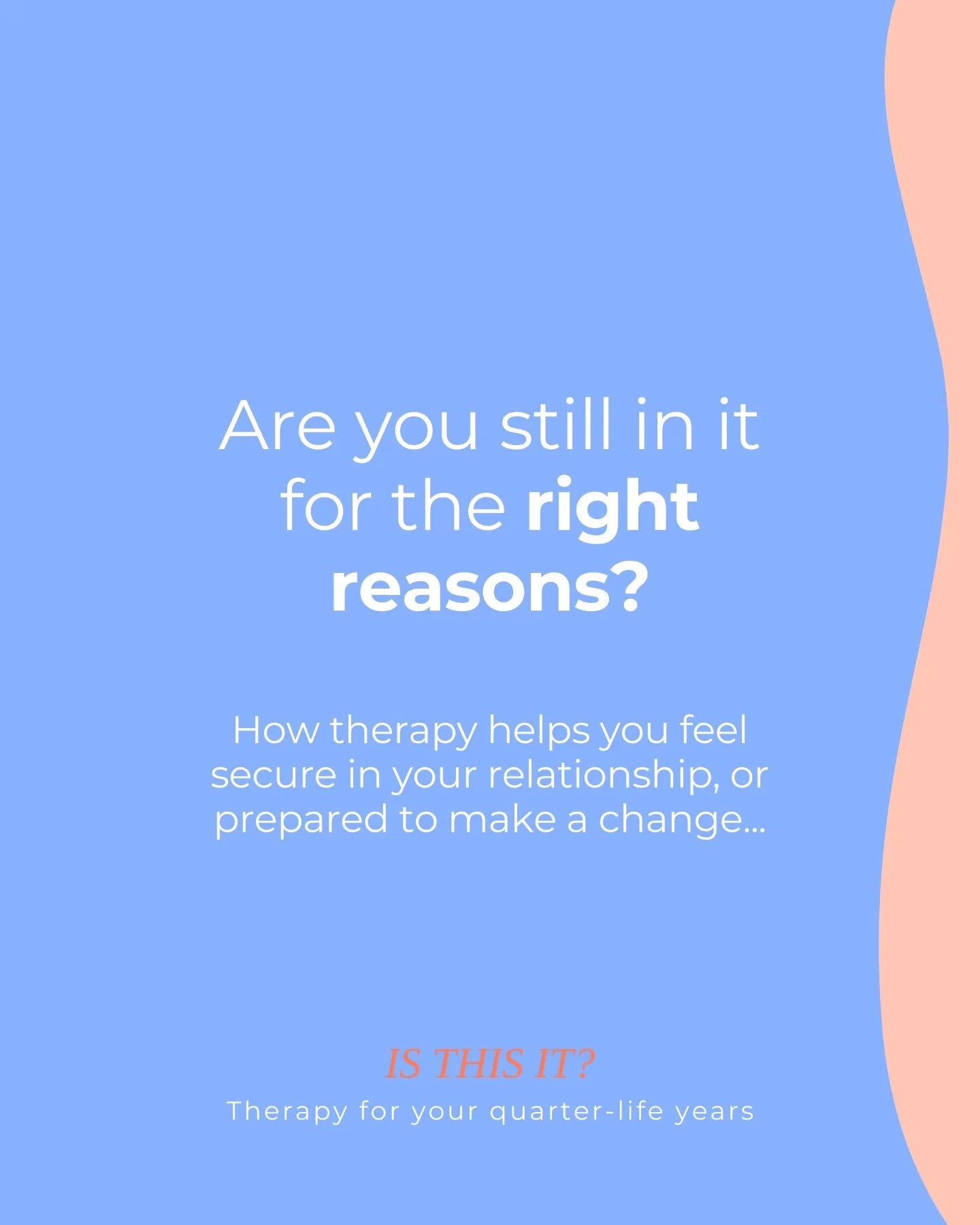 If you’re stuck weighing up the ‘right choice’, this one’s for you 👇
When you’re trapped between staying and leaving, it’s so easy to doubt yourself or assume the uncertainty means something is “wrong” with you, or the relationship.
But often, the real issue isn’t the relationship…
It’s that you’ve lost touch with yourself.
Therapy helps you untangle what’s fear, what’s become comfortable, and what’s genuinely you.
So that ultimately you can make the decision that actually supports your future, not your anxieties.
If you’re ready to feel clear and grounded in your relationship choices again, my calendar is open for a few new clients. You can book a no-obligation 15 minute free call through my bio 🫶
Have you thought about starting therapy, but not taken the leap? This might be your sign 🔮
I hope to meet you soon!
.
.
#stayingtogether #quarterlifecrisis #lifeinyour20s #quarterlifetherapist #comparison #decisionparalysis #getunstuck #selfdoubttoselftrust #moderntherapy #therapyforoverwhelm