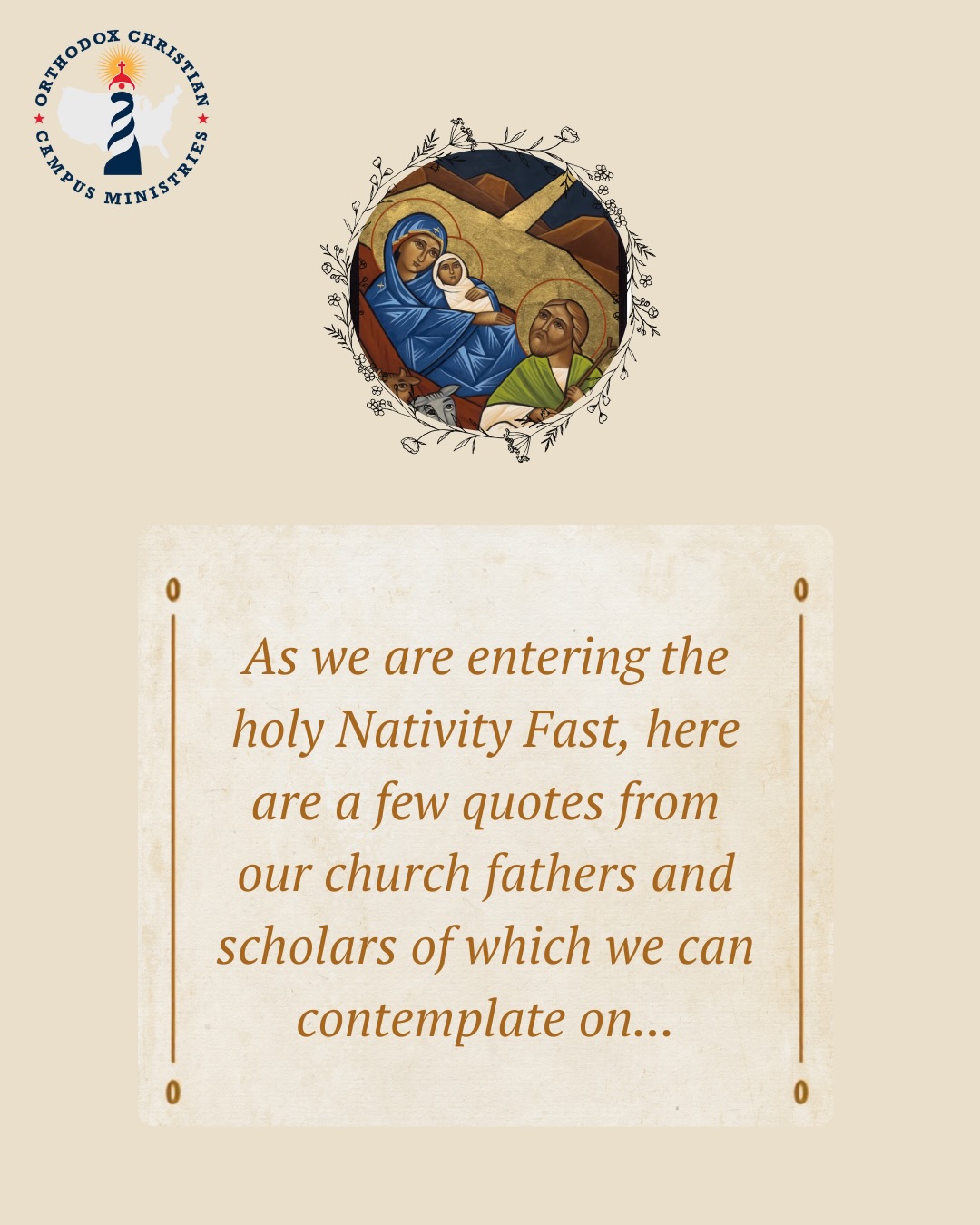 Blessed eve of the holy Nativity Fast OCCM Family🙏🏼
May the blessings of this holy fast be with us all!