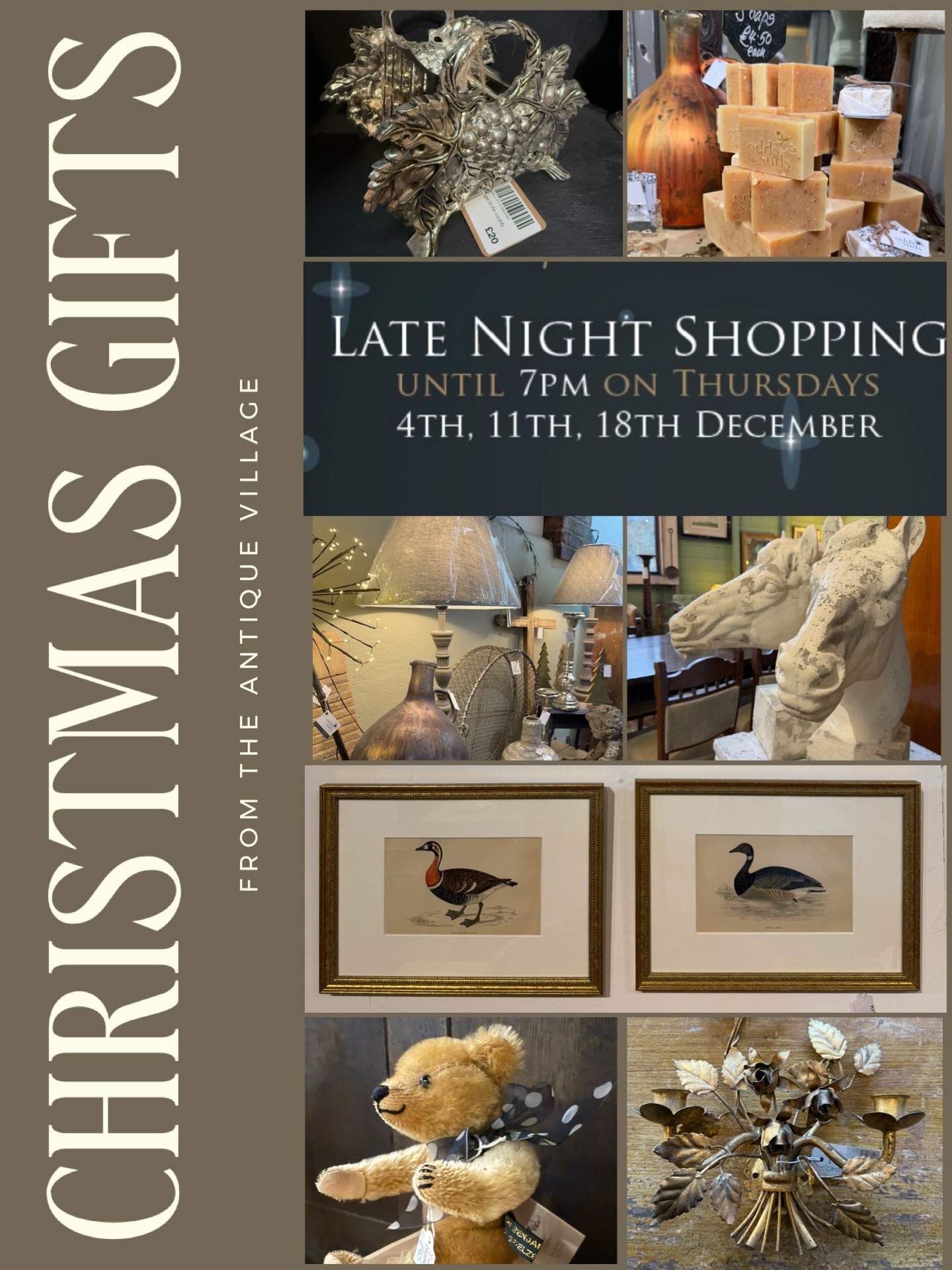 See you again on Thursday for our Late Night Shopping Evening where you’ll find Christmas gifts around every corner! Shopping for vintage or antique gifts at Christmas means choosing something truly unique, full of character and history. Find thoughtful, meaningful gifts at @theantiquevillagedevon.
We’re open
10-4 Monday to Saturday with late night shopping this and next Thursday to 7pm :)
www.theantiquevillage.co.uk #christmasgiftideas #christmas #gifts #antique #vintage #thoughtful #familygifts #devon