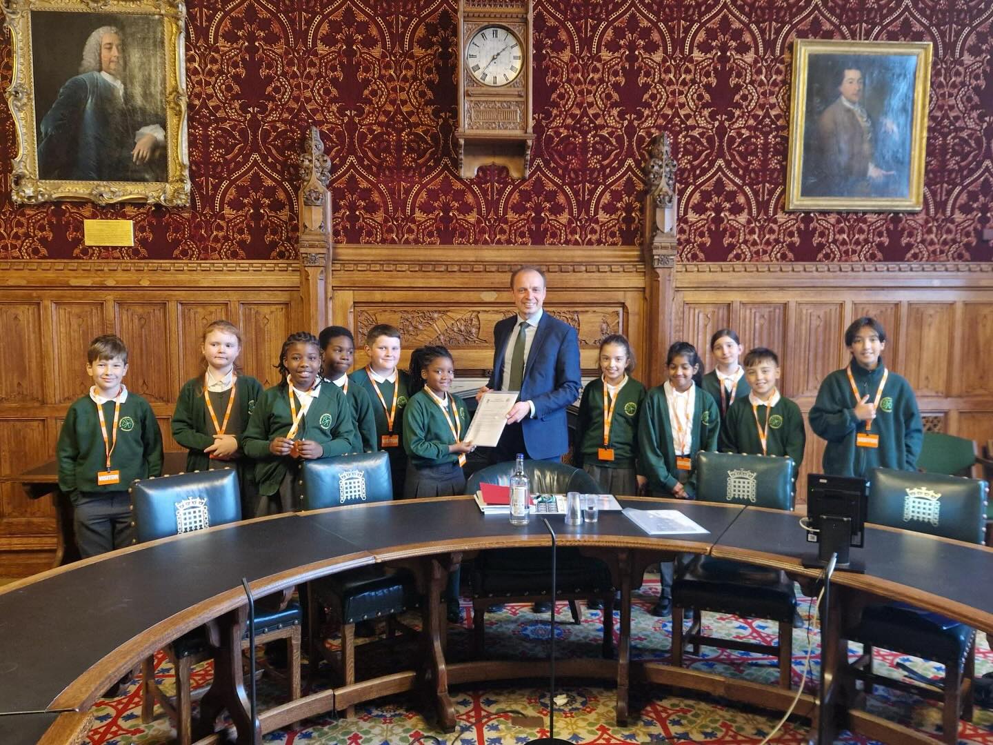 Today, the school’s Pupil Cabinet visited the Houses of Parliament to deepen their understanding of their roles and to learn more about democracy.
During the visit, we presented our MP, Darren Paffey, with our whole-school petition, along with a blessing from our school community, signed by Fr Ross. @darrenpaffey