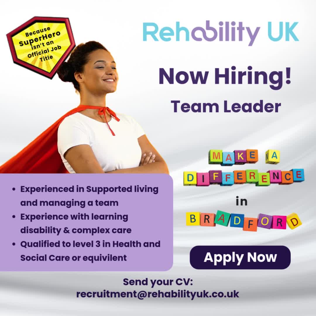 We’re Hiring! Team Leader – John Gaffney House, Bradford
Full-time | £25,837.50
Are you ready to lead with compassion, empower others, and make a real difference every day? Our brand-new service, John Gaffney House, is growing — and we’re looking for a dedicated Team Leader to join our friendly, supportive team!
At Rehability UK, we’re passionate about delivering exceptional person-centred support for adults with learning disabilities, autism and complex care needs. At John Gaffney House no two days are the same — from building life skills to supporting hobbies, community activities and confidence-boosting achievements.
✨ What you’ll do:
• Lead, coach and support a team delivering high-quality care
• Manage rotas and ensure safe, effective staffing
• Oversee care planning, medication, risk assessments and compliance
• Support individuals to live independent, meaningful and enriched lives
• Work closely with families, professionals and your team to achieve great outcomes
✨ What we’re looking for:
• 2+ years’ experience in autism/LD support
• Supervisory or Team Leader experience
• NVQ Level 3 (or working towards)
• A kind leader with strong communication skills
• Full UK driving licence
• Someone who truly believes in empowerment, dignity and person-centred care
✨ What we offer:
• £250–£500 Refer-a-Friend bonus
• Career development and personalised training
• Free Blue Light Card (first 2 years)
• Wellbeing & financial support through our EAP
• Supportive leadership and a values-led culture
• A rewarding role where your impact is felt every single day
💛 Join us at John Gaffney House — where your ideas matter, your leadership is valued, and you’ll be part of a team that feels like family.
📩 Interested? Click the link in the comments to Apply
#RehabilityUK #BradfordJobs #TeamLeaderJobs #SocialCareJobs #JoinOurTeam #MakeADifference #LearningDisabilitiesSupport #AutismSupport #JohnGaffneyHouse #WeAreHiring