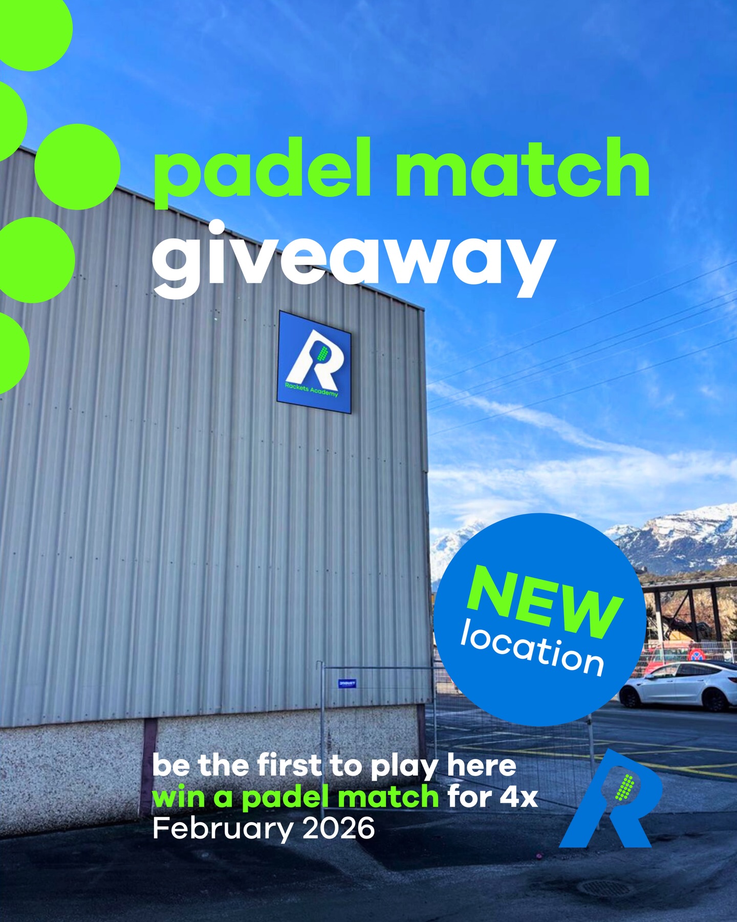 BIG NEWS! 🤩 Win a 90min padel session at our new 📍location.
Guess 🤔 where Rackets Academy is opening it’s next padel location:
A) Paris
B) Sion
C) Dubai
From 18 to 24 December (23:59 CET) you can enter the raffle for a chance to win one of three padel matches for 4 players. The padel match will be on opening day in early February 2026, date to be confirmed by us via dm.
To enter the raffle:
1️⃣ Like this post
2️⃣ Follow us @racketsacademy.ch
3️⃣ Comment the correct answer below
4️⃣ And @ tag your 3 other padel players in your comment.
Good luck 💪 and see you at Rackets Academy! 🙌
🎾🎾🎾
GRANDE NOUVELLE ! 🤩 Gagnez une séance de padel de 90 minutes dans notre nouveau 📍site.
À votre avis, 🤔 où Rackets Academy va-t-elle ouvrir son prochain site de padel ?
A) Paris
B) Sion
C) Dubaï
Du 18 au 24 décembre (23h59 CET), tu peux participer au tirage au sort et gagner l’une des trois parties de padel pour 4 joueurs. Le match de padel aura lieu le jour de l’ouverture, début février 2026. Nous t’informerons de la date exacte par message privé.
Pour participer au tirage au sort :
1️⃣ Likes cette publication
2️⃣ Suis-nous @racketsacademy.ch
3️⃣ Commente la bonne réponse ci-dessous
4️⃣ Et @ tague 3 autres joueurs de padel dans ton commentaire
Bonne chance 💪 et à bientôt à la Rackets Academy ! 🙌
🎾🎾🎾
GROSSE NEUIGKEITEN! 🤩 Gewinne eine 90-minütige Padelsession an unserem neuen 📍Standort.
Was glaubst du 🤔 wo Rackets Academy seinen nächsten Padel-Standort eröffnet?
A) Paris
B) Sion
C) Dubai
Vom 18. bis 24. Dezember (23:59 Uhr MEZ) kannst du an der Verlosung teilnehmen und eine von drei Padel-Partien für 4 Spieler gewinnen. Das Padel-Match findet am Eröffnungstag Anfang Februar 2026 statt, das genaue Datum wird von uns per Direktnachricht bekannt gegeben.
So nimmst du an der Verlosung teil:
1️⃣ Like diesen Beitrag
2️⃣ Folge uns @racketsacademy.ch
3️⃣ Kommentiere die richtige Antwort unten
4️⃣ Und @ tagge 3 weitere Padel-Spieler in deinem Kommentar
Viel Glück 💪 und bis bald in der Rackets Academy! 🙌
#giveaway #gewinnspiel #jeuconcours #padel #padelswitzerland #padelsuisse #padelschweiz #padelcourt #valais #wallis #valaiswallis
