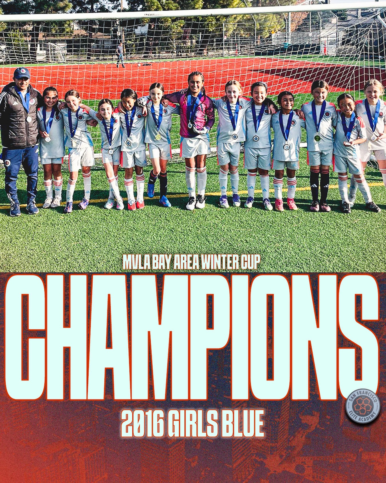 Coach Jorge and our 2016 Girls played a year up and still ran it.
MVLA Bay Area Winter Cup champions in the 2015 age group.
No excuses, just ballin’ out.
#ForTheBay | #SiempreComoUno