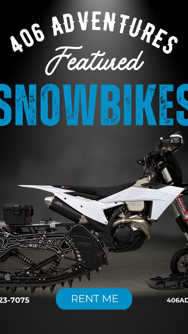 Where Power Meets Powder 💨🏔️🤘🏼🔥 From full-send 2026 CMX Dominators to the all-new 2026 MTN Top Transfer kits — and even our lowered CMX 120 build for the vertically-challenged riders — the 406 Adventures fleet is dialed, premium, and ready to rip.
Whether you’re chasing deep-day hero snow or leveling up your backcountry progression, we’ve got the machine (and the terrain) to match your ambition. Book early — these rigs don’t sit long! #snowbikelife #snowbikenation #backcountry #bigskymt #cookecity