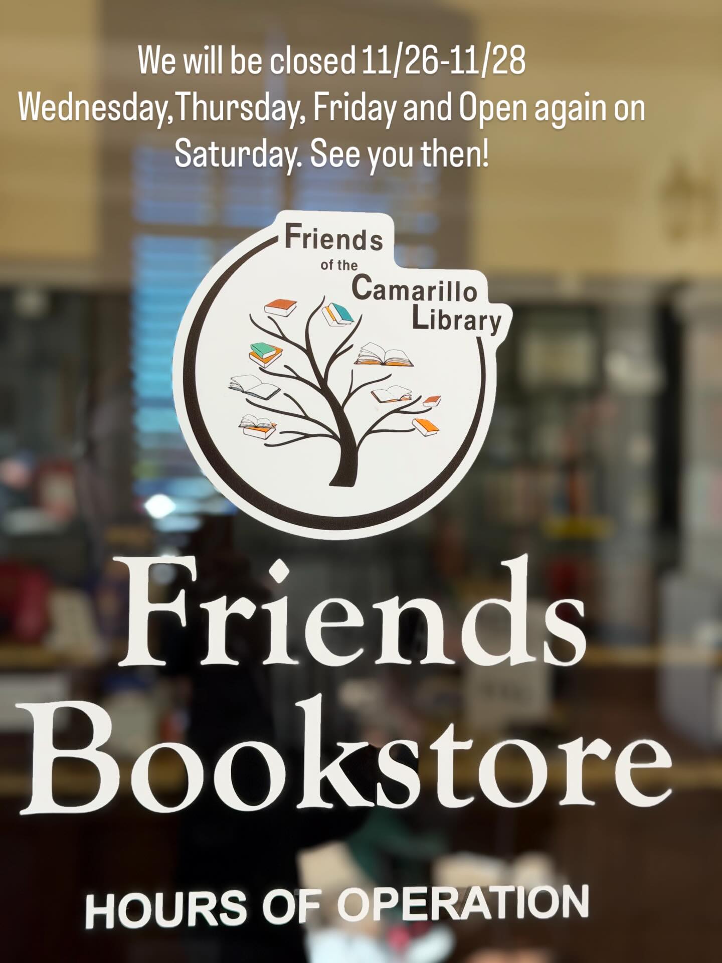 Holiday hours #friendsofcamarillolibrary#holidayhours #read