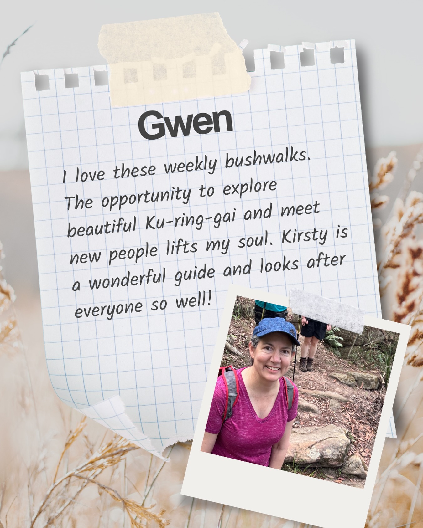 How lovely is this?
“I love these weekly bushwalks. The opportunity to explore beautiful Ku-ring-gai and meet new people lifts my soul. Kirsty is a wonderful guide and looks after everyone so well!”
It’s messages like this that remind me why these gentle, social walks matter so much. If you’re curious about joining in, you can read more kind words from other women. There are plenty more testimonials over on Google.
.
.
.
#seeksista #womenswalks #womenwhohikeaustralia #kuringgai #kuringgaichasenationalpark #womenoutdoors #getoutsideaustralia #sydneyhikes #sydneywalks #nswwalks #aussiewomen #midlifewomen #womenover40 #womenover50 #gentlehikes #beginnerfriendlyhikes #socialhikes #mindfulwalking #natureforwellbeing #womeninnature #findyourcalm #outdoorcommunity #hikewithme #bushwalkingaustralia #sydneybushwalks #seekingsisterhood #wellbeingjourney #motivationforwomen #outdoorconfidence #slowoutdoors