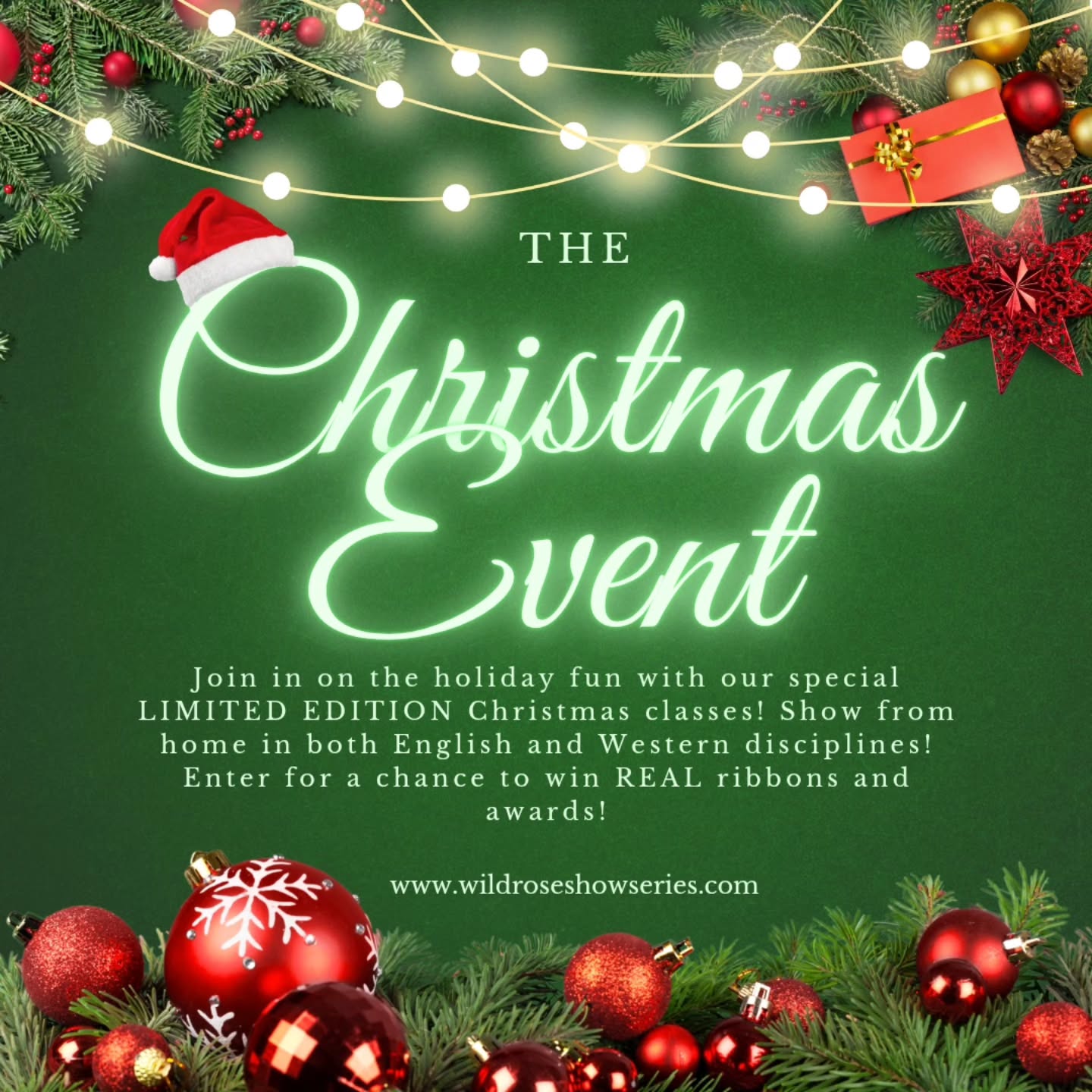 🎄 ✨ CHRISTMAS SHOW IS NOW OPEN! ✨ 🎄
We’re thrilled to announce that our Christmas Virtual Horse Show is officially OPEN — and entries will be accepted now through December 31st!
But that’s not all…
🌍 We are now OPEN GLOBALLY!
Riders from all around the world can now enter and compete in our show! No matter where you ride, you’re welcome to join the fun. 💫🐴
🎅 Special Christmas Event
For a limited time, compete for our exclusive, limited-edition Christmas ribbons — only available during this show! Don’t miss your chance to earn these festive ribbons. 🎁✨
🏆 Last Month for High-Points!
December is the final month to collect high-points for the season. High-point awards will be announced and awarded in January, so get those entries in and finish the year strong!
🎀 Enter today and celebrate the season with us!
www.wildroseshowseries.com
#VirtualHorseShow
#OnlineHorseShow
#horseshowlife