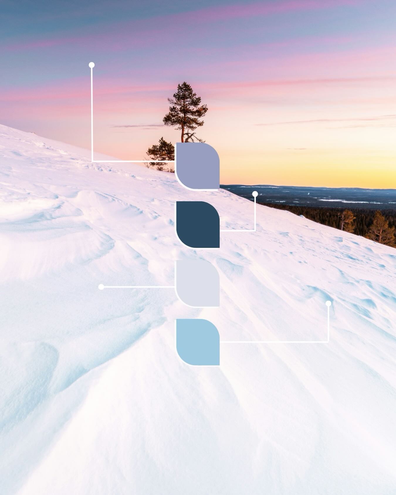 Cool serenity meets soft evening light: welcome to the deep blues blending into the pale sky tones and a gentle lilac glow. 🎨
We love this scheme for brands seeking a clean, elevated aesthetic. Minimalist identities, wellness concepts, or anything that needs a touch of calm authority.