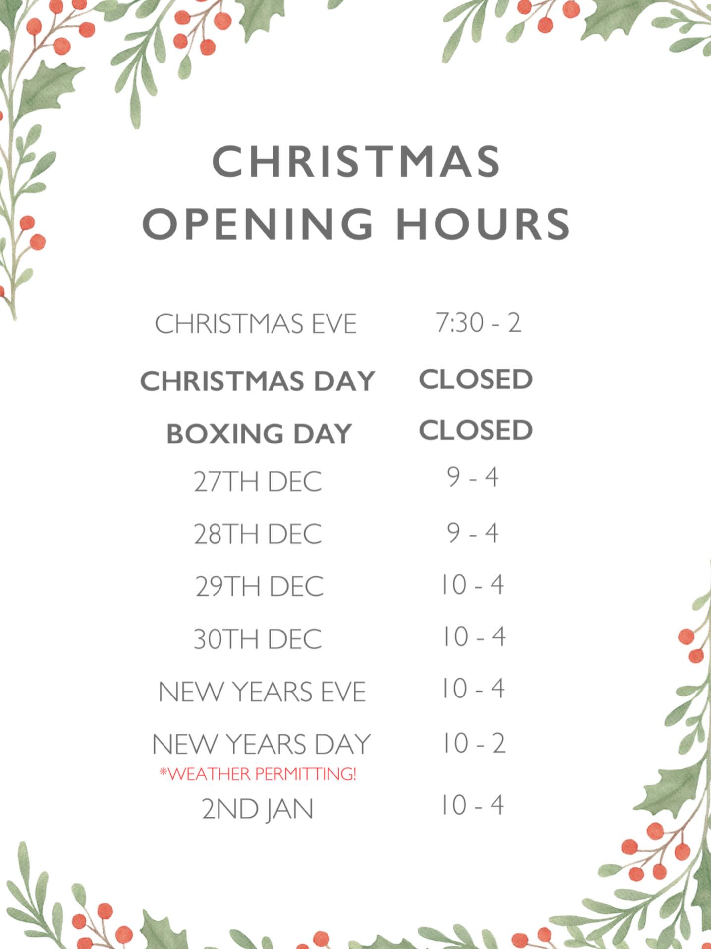 It’s less than a week till Christmas! 🎁 And with that, here are our opening hours for the next couple of weeks over the festive period! 🎅🏼
We look forward to welcoming you all for coffee, bagels and mince pies! 😍✨
#themeadowcafechelt #christmascafe #christmashours #localcoffee #visitgloucestershire