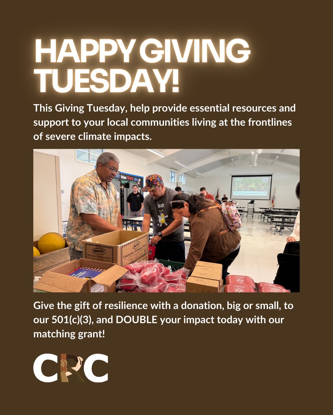 🌟 This Giving Tuesday, make 2X the impact and help provide essential resources and support to your local communities living at the frontlines of severe climate impacts.🌟
Give the gift of resilience with a donation, big or small, to our 501(c)(3), and DOUBLE your impact today with our matching grant! 🎉
Donate now at crcommunities.org/donate or at the link in our bio!