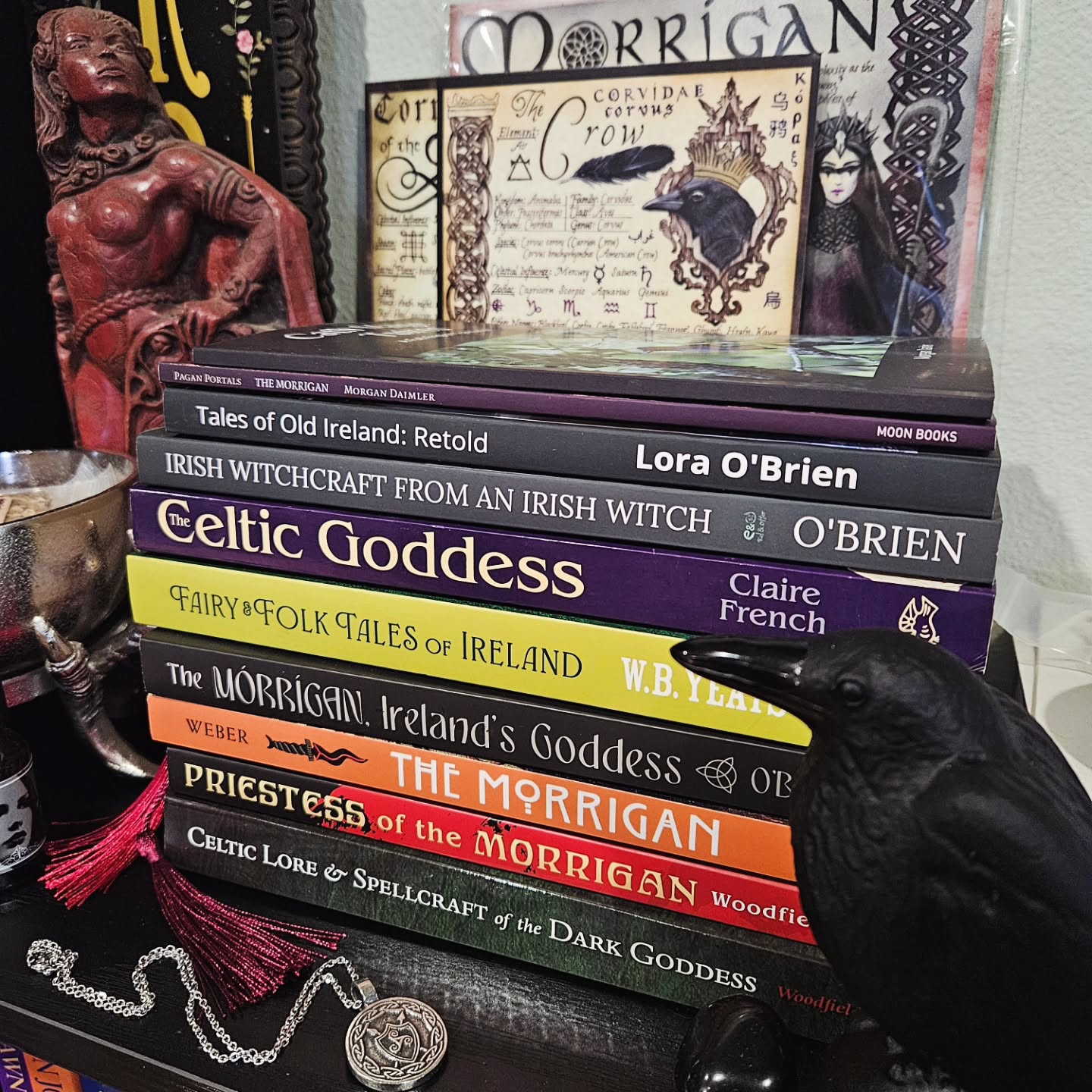I believe i have the resources i need to dive into the Morrigan this year. Many have been asking me for my list of resources and books and here they are. Among some podcasts and an online course i am taking.
You can walk this journey with me by signing up for our study group where we will read together and share our findings together.
Also I can not recommend enough Lora O'Brien's book The Morrigan Ireland's Goddess. Please check out her podcast on the Morrigan and her Morrigan Academy as it has greatly helped me understand what this path means. I have somehow managed to acquire two copies of her latest book so I'll be gifting the second copy I have to someone soon.
@morrigan.academy.irish
#themorrigan #irishgoddess #studygroup