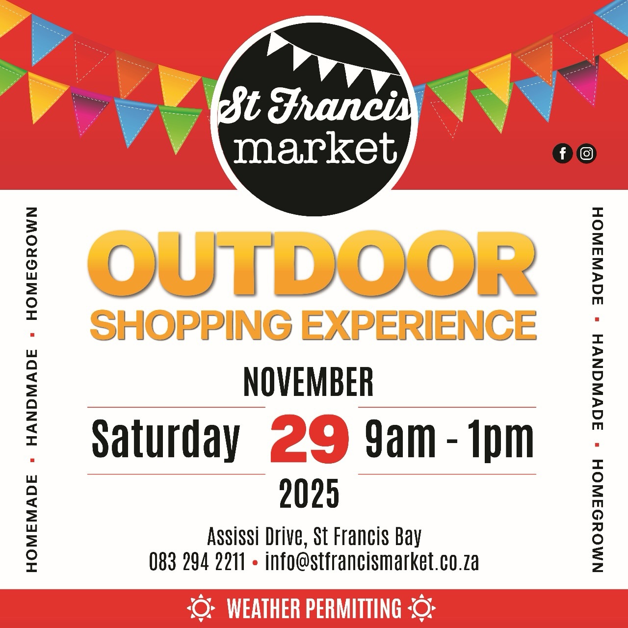 ✨ ST FRANCIS MARKET — 29 NOV 2025 ✨
📍 09:00–13:00 | St Francis
Get ready, St Francis! 🎉
Get your furkids an Advent Calendar including chicken liver treats from @thebarkbakers, fun toys, gift bags, bandanas, and the yummiest biscuits your furry besties could dream of! 🐾🎄
Whether you’re shopping early for Christmas, spoiling your pup, or just loving the holiday vibes, we’ve got something special waiting for you. 💛
📆 Save the date:
👉 Saturday, 29 November
⏰ 09:00–13:00
📍 St Francis Market
Bring the family (especially the four-legged ones!) and come support local makers. 🐶💛
See you there! ✨
#StFrancisMarket #SupportLocal #DogTreats #BarkBakers #PetLovers #ChristmasMarket #AdventCalendarForDogs #HipHipHooray #ShopLocalSA #FestiveSeasonVibes