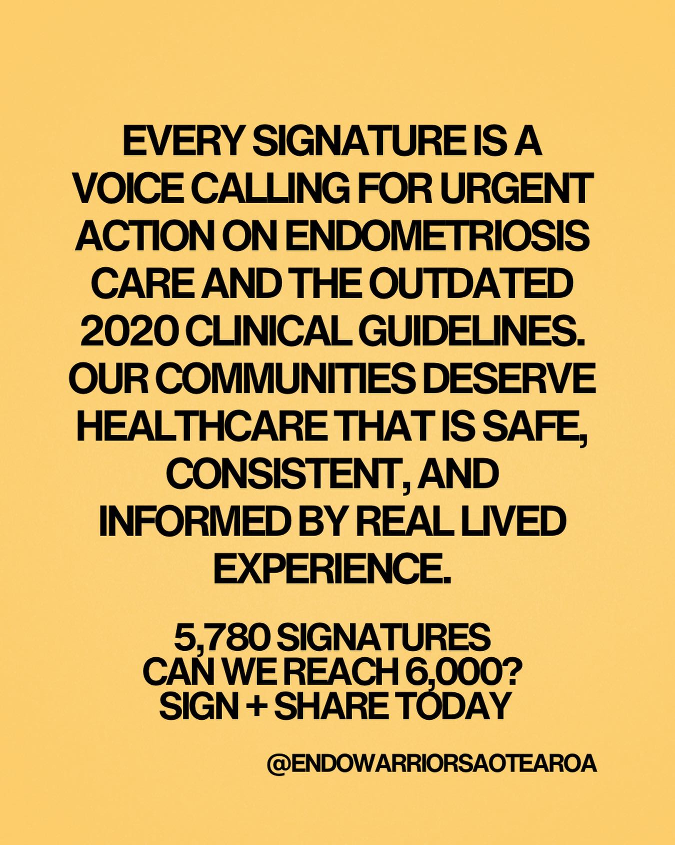 Our petition is still going strong 5,780 signatures and counting!
Can we reach 6,000 this week?
Every signature is a voice calling for urgent action on endometriosis care and the outdated 2020 clinical guidelines. Our communities deserve healthcare that is safe, consistent, and informed by real lived experience.
🖊️ Sign + share the petition: (Instagram link in bio)
https://our.actionstation.org.nz/petitions/people-with-endometriosis-deserve-better-demand-review-of-the-national-guidelines
Ngā mihi nui to every single person who has supported this kaupapa. Let’s keep going, keep pushing, and keep demanding better for all endo whānau across Aotearoa.
We are stronger together.
#EndoWarriorsAotearoa #Endometriosis #Aotearoa #HealthcareReform #WeDeserveBetter
#endometriosisawareness #endowarrior #endoadvocacy