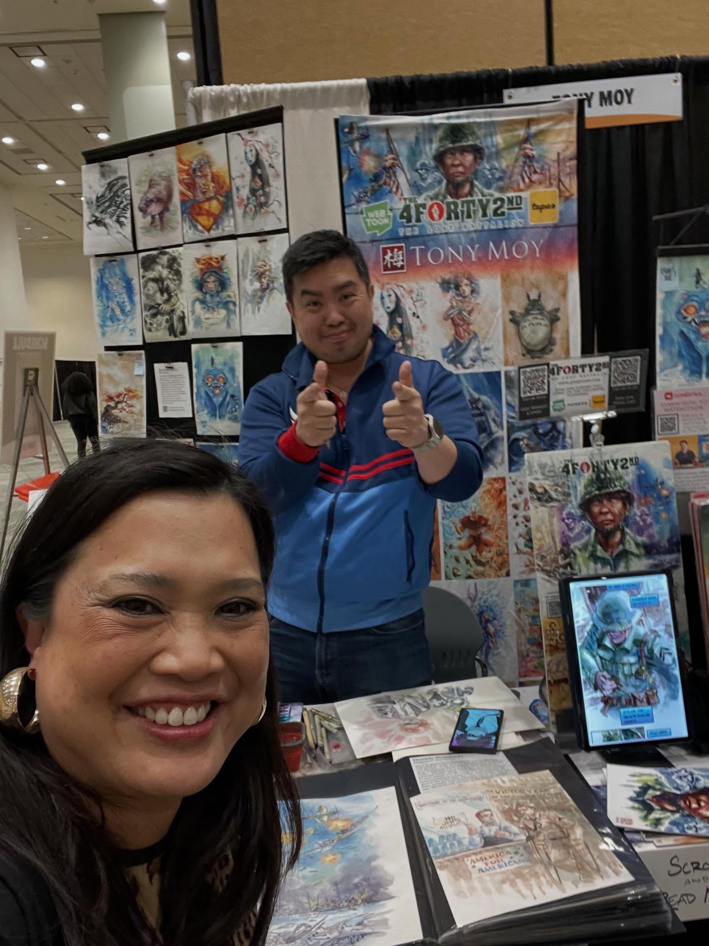 Thank you @tony_moy for the bbq bun I hope you had a great time @fanexposf hope to see you and your amazing #watercolors next year! @little.brainstorm @school_psych_gamer