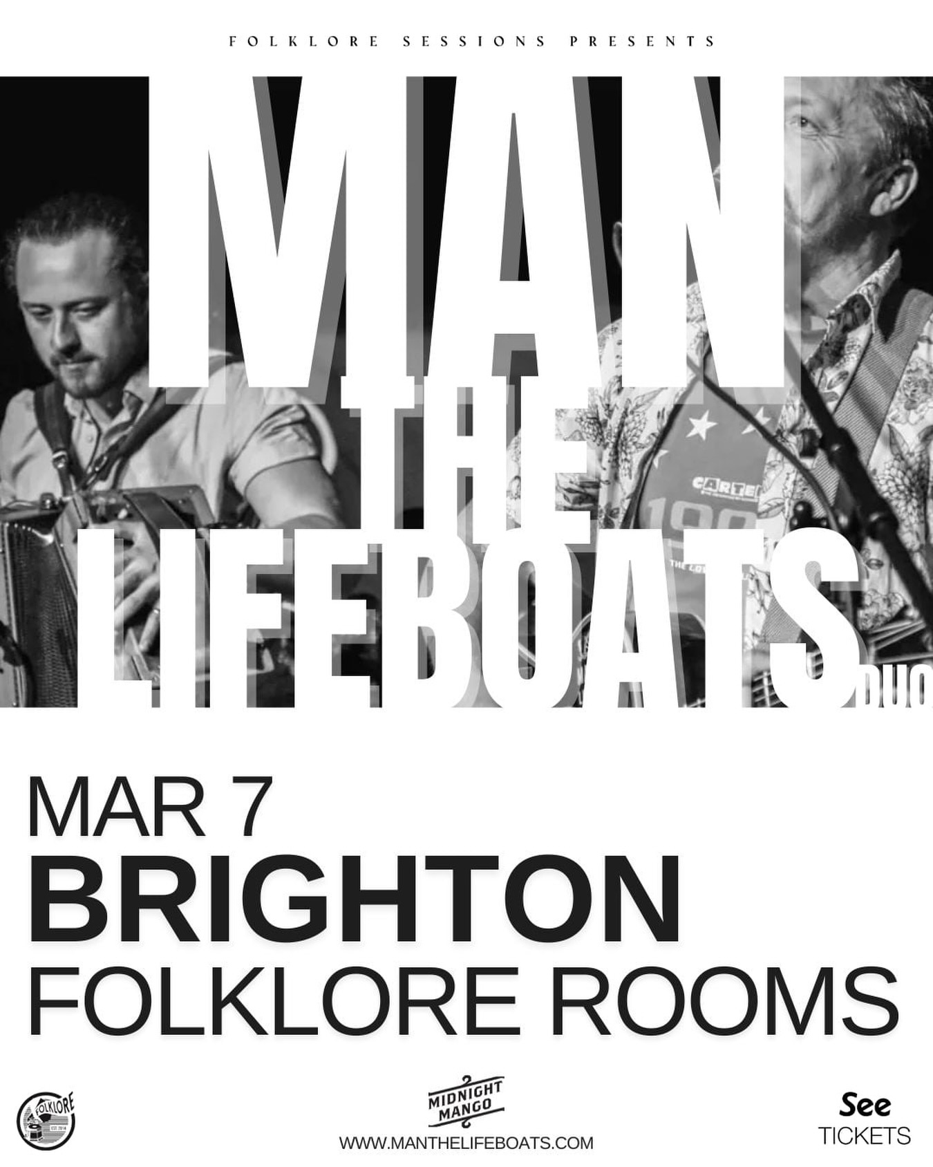 📣NEW SHOW ANNOUNCEMENT📣
Folklore Sessions Presents;
Man The Lifeboats + Support
7.30PM | £15adv
The Folklore Rooms | 18+
Tickets available NOW 🚨
Man The Lifeboats began life in a Skinny Lister shanty-punk folk moshpit in 2016, and are ploughing their own full-throttle folk furrow, winning over audiences everywhere and drawing comparisons to Bellowhead, Oysterband, the Levellers, and those folk-punk heroes the Pogues.
MTL are hitting the road again in 2026 in a leaner, meaner and greener duo line-up, road-testing new songs, bringing old ones back to life - come and join Rich and Aaron in some of the most intimate venues the country has to offer.
FOLKLOREx