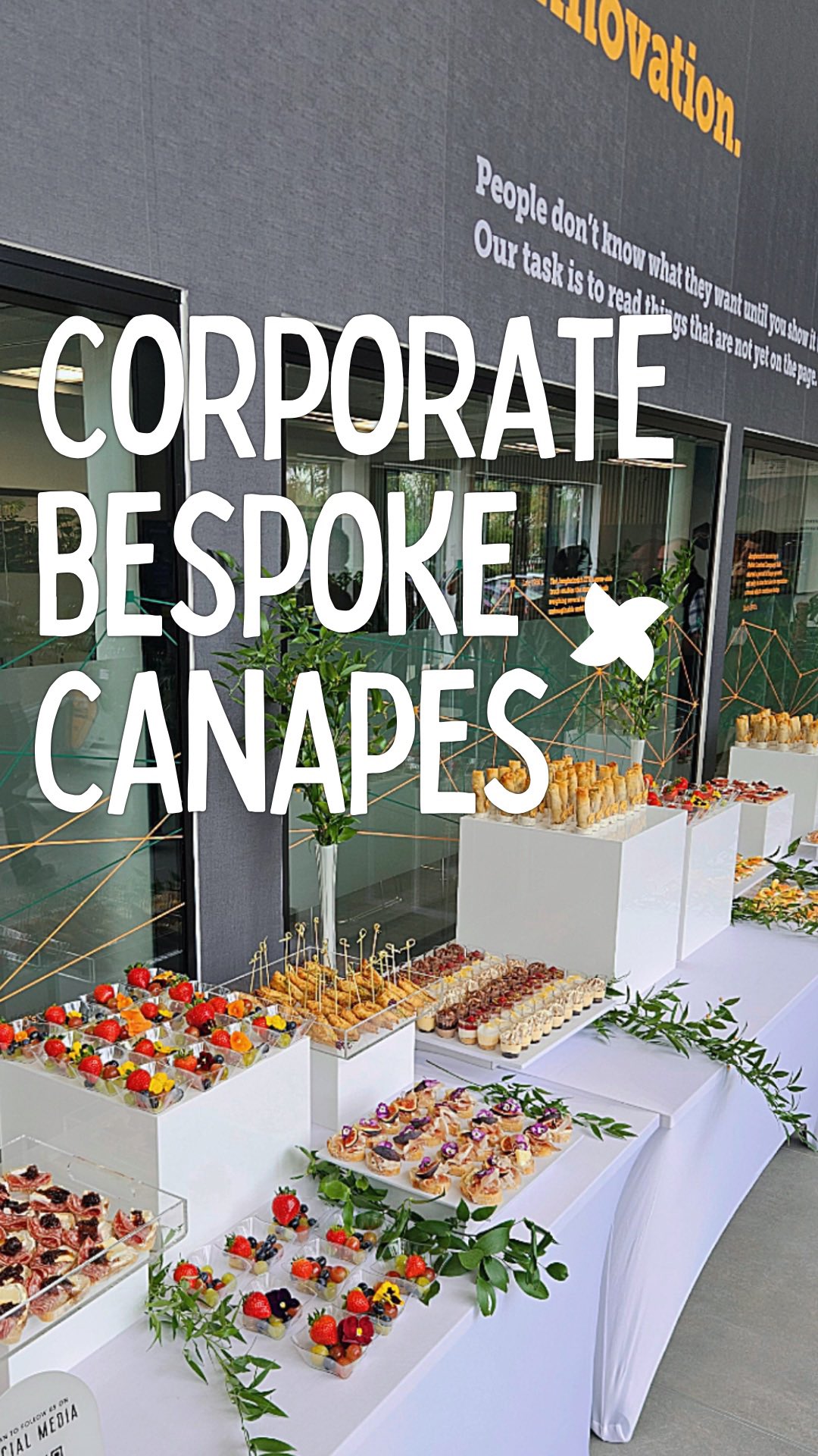 Premium Platters - Bespoke Canapés ✨
A refreshing alternative to the standard deli platter for your client lunch.
This service is ideal for events of any size and fully customised to your preferences.