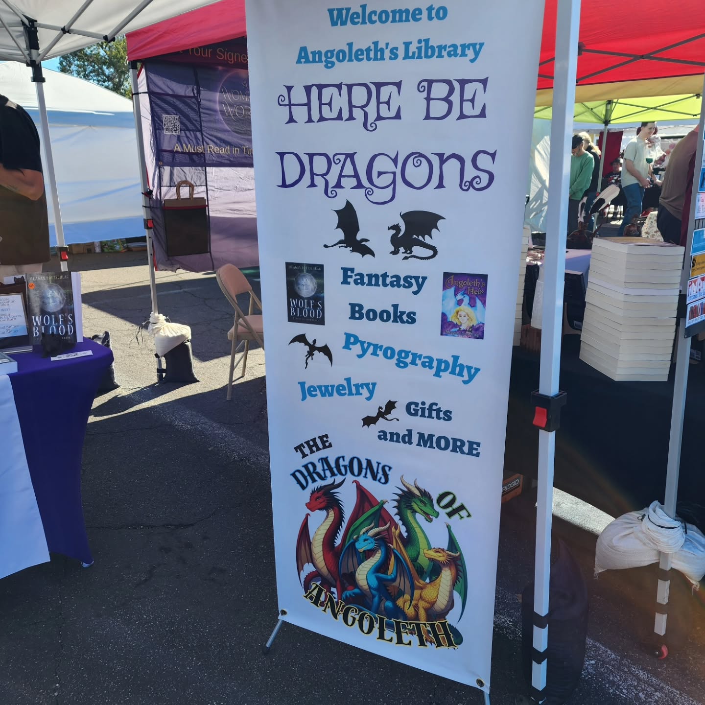 We had fun at the @foothillscommunitymarket yesterday and we have lots of new products also. If you have any bookish dragon lovers in your life, we may have the perfect gift idea.
Earrings
Necklaces
Keychains
Roach clips
Metal Bookmarks
One of a kind wooden boxes
New adult books
And themed book gift boxes featuring painted edges and extras (like a little dragon plushy)
You can find my dragon hoard at an upcoming market or send me a DM so I can calculate shipping.
Fly strong dragons!!
#bookish #dragons #market #holidayshoping #dragonsrule #indieauthor