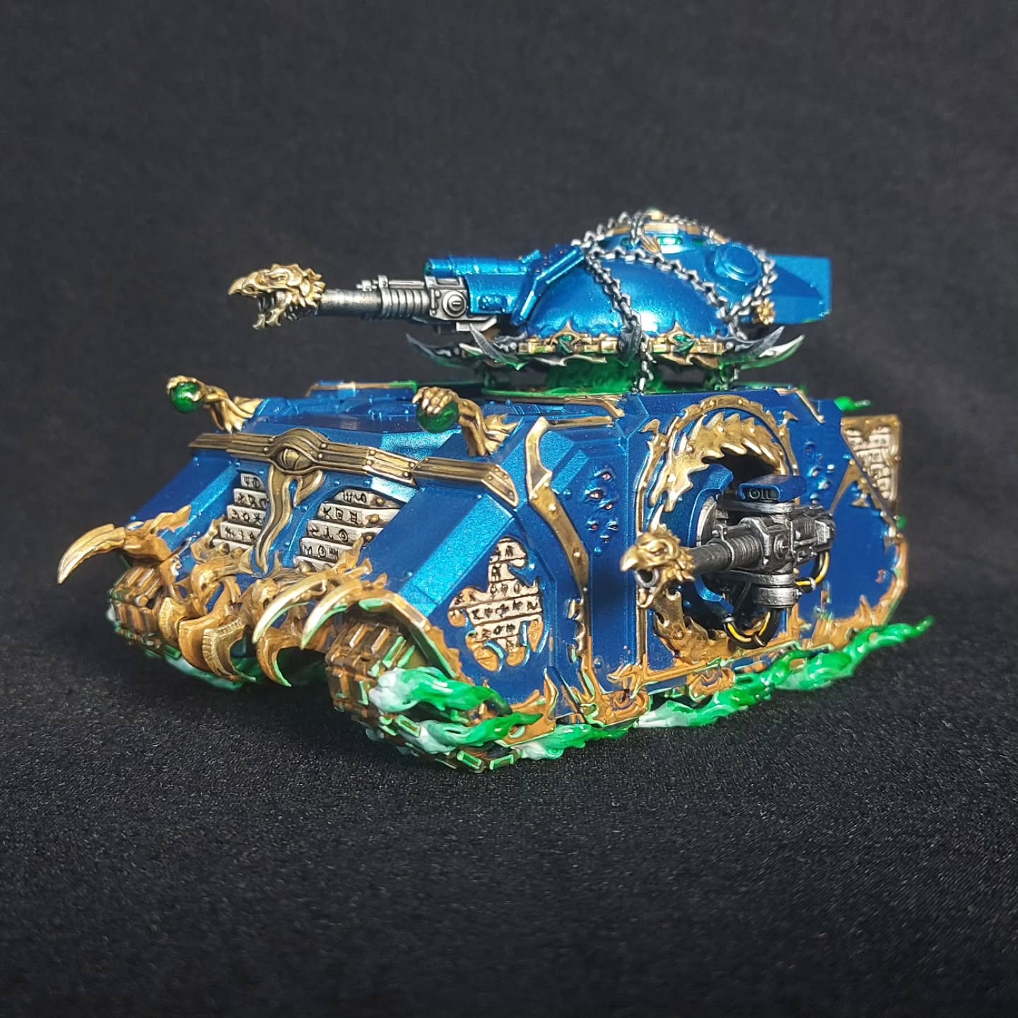 My Godforge Thousand Sons Predator tank is finally done. I'm so happy with this model, and my favourite part is the turret. Well, it's a disc of Tzeentch chained to the hull.
Such a cool idea, and I think I'll try and convert another tank like this in years to come.
Games Workshop take note. I don't want to wait another 10 years to get two overly expensive chicken robots. Your own range is being dunked on by 3rd parties. Compete with them!
Next up is the Land Raider, but I think that's going to easily see out the year.
#ThousandSons
#Warhammer40k
#WarhammerCommunity
#chaosspacemarine
#WarhammerPainting